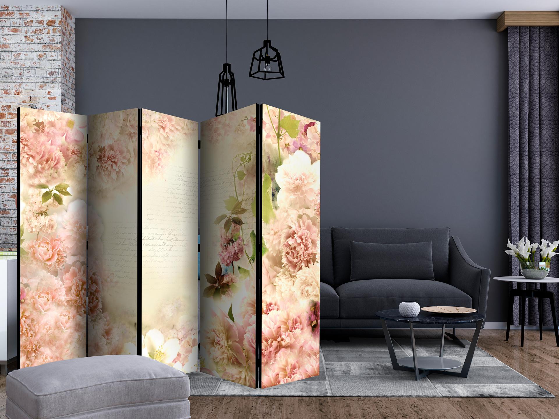 Schermo divisorio - Profumo di primavera , 5 pezzi - 225x172 cm