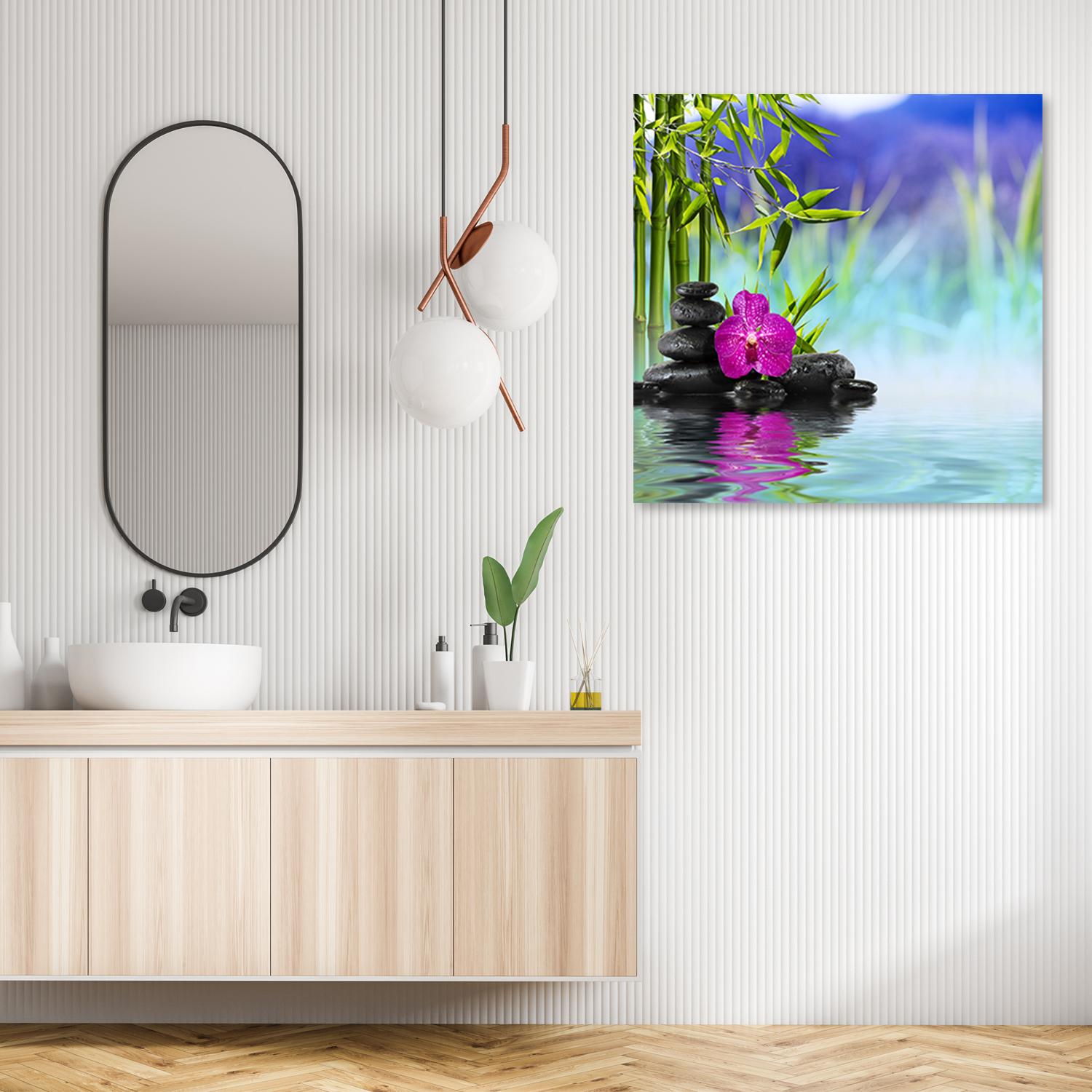 Canvasbillede, Zen-sten på vand