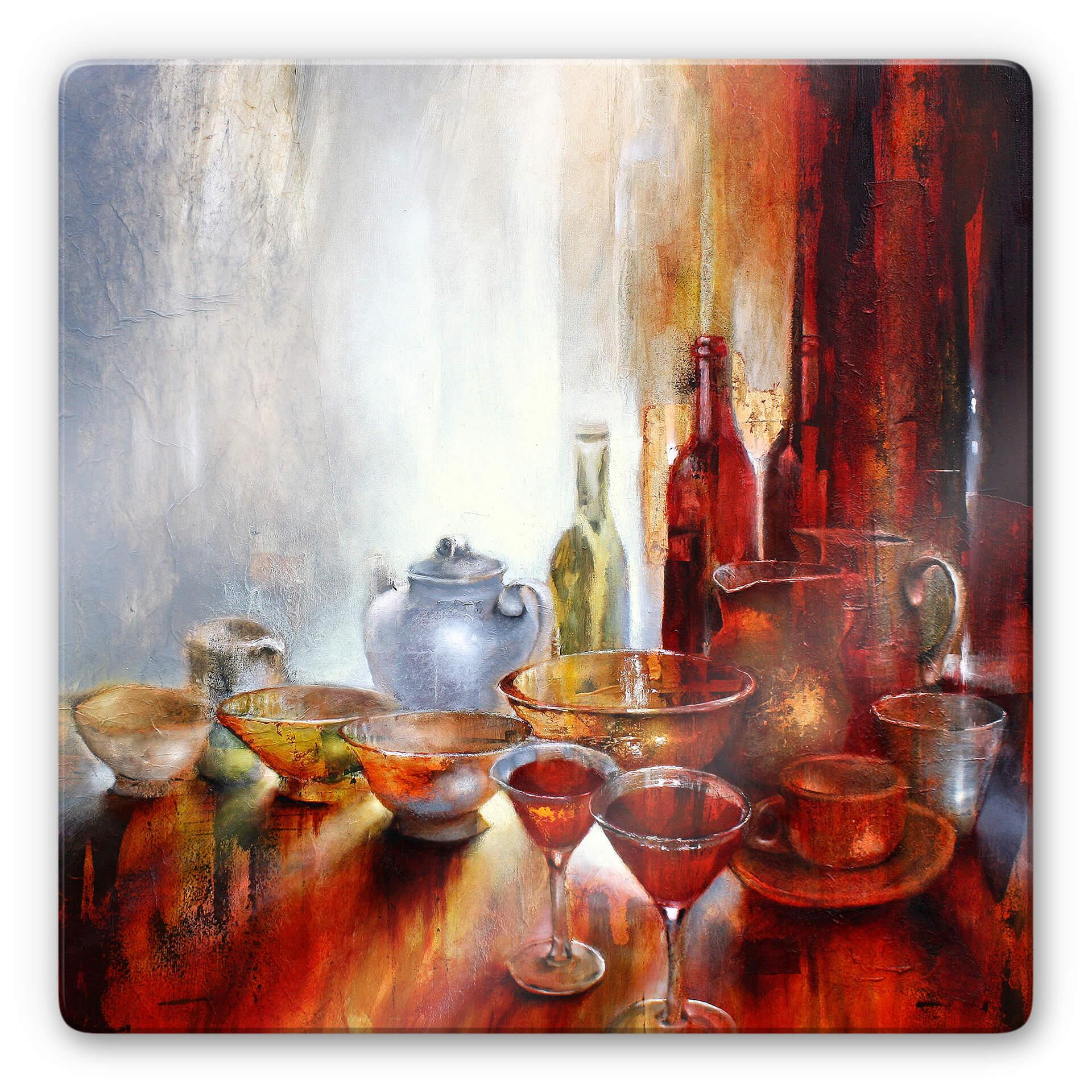 Glasbild Schmucker - Stillleben mit Teekanne