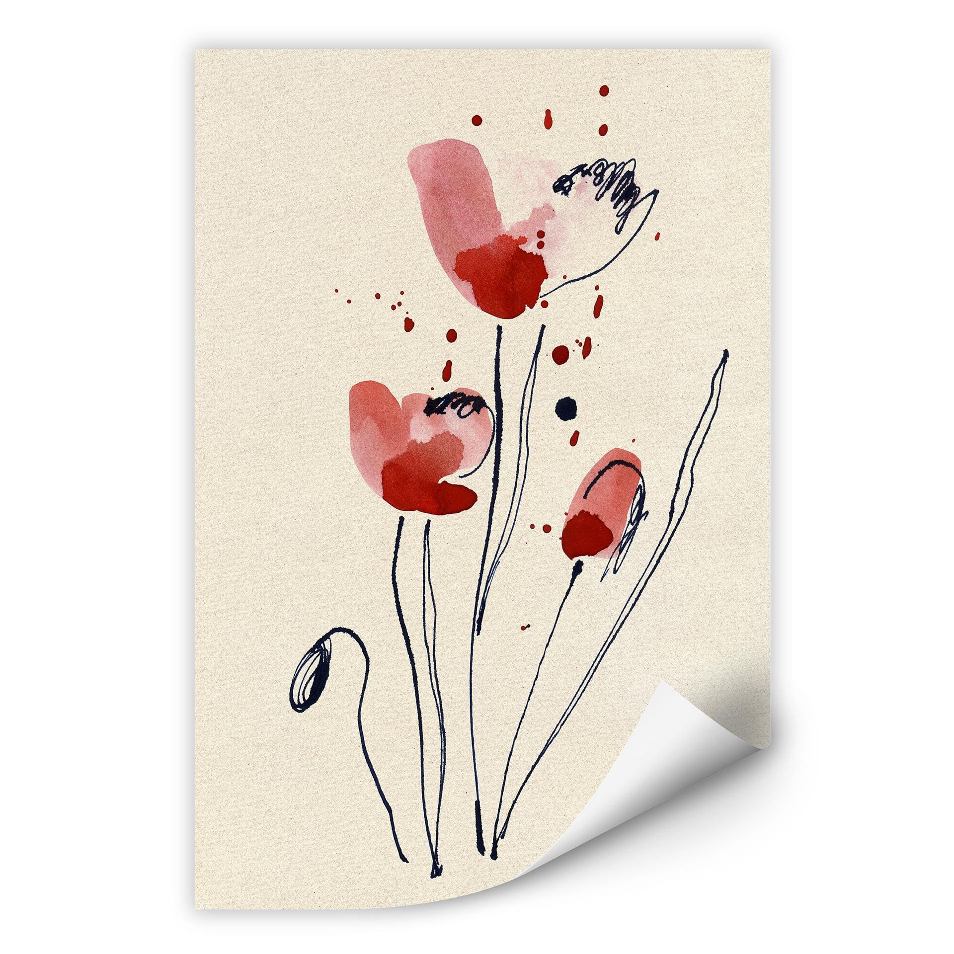 Zelfklevende Poster - Illustrated Poppies