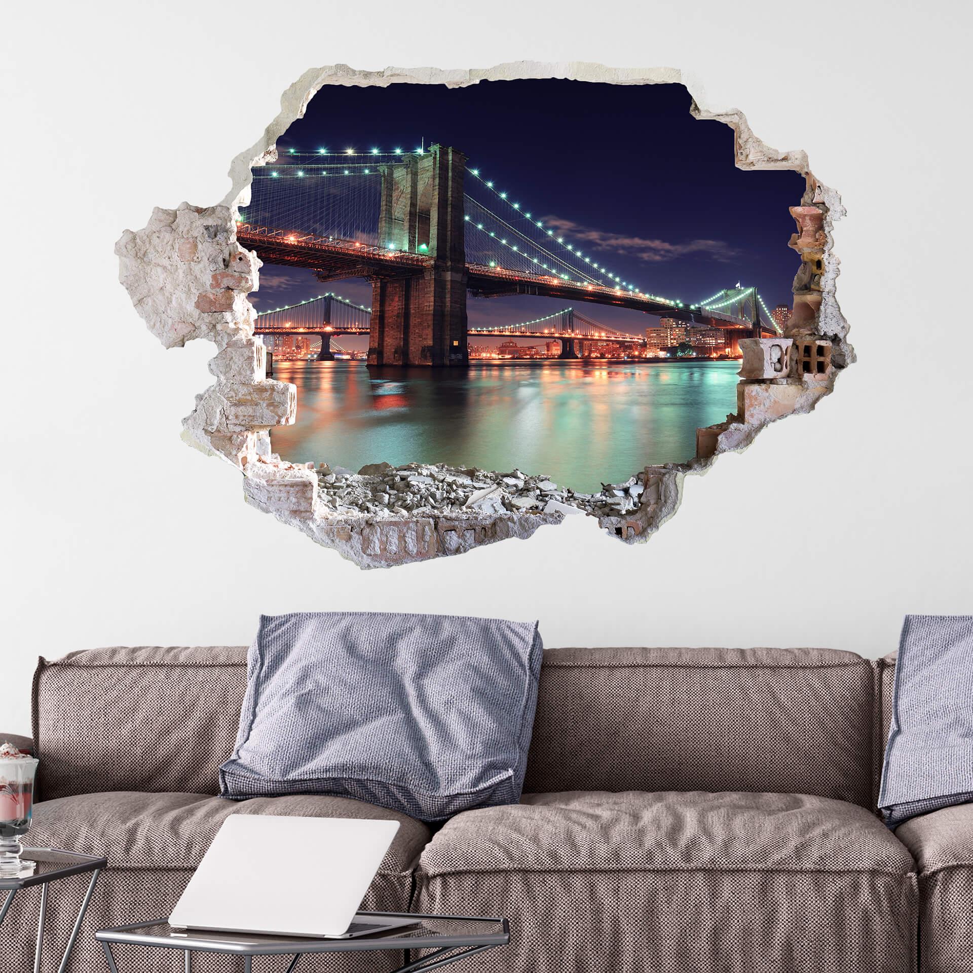 3D Wallsticker Manhattan Bridge at Night 2