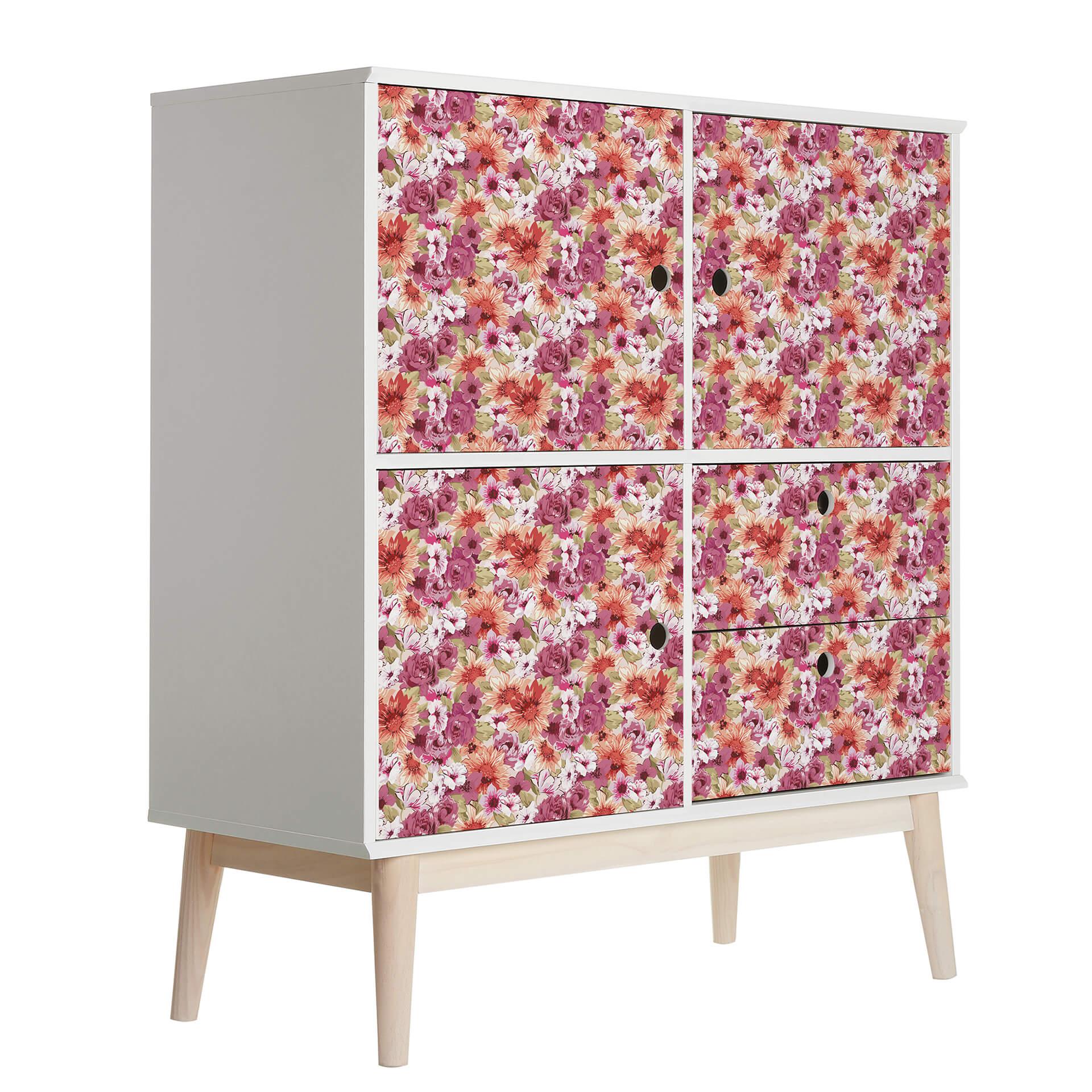 Møbelfolie, dekorativ folie - tørres af - vintage blomster 02