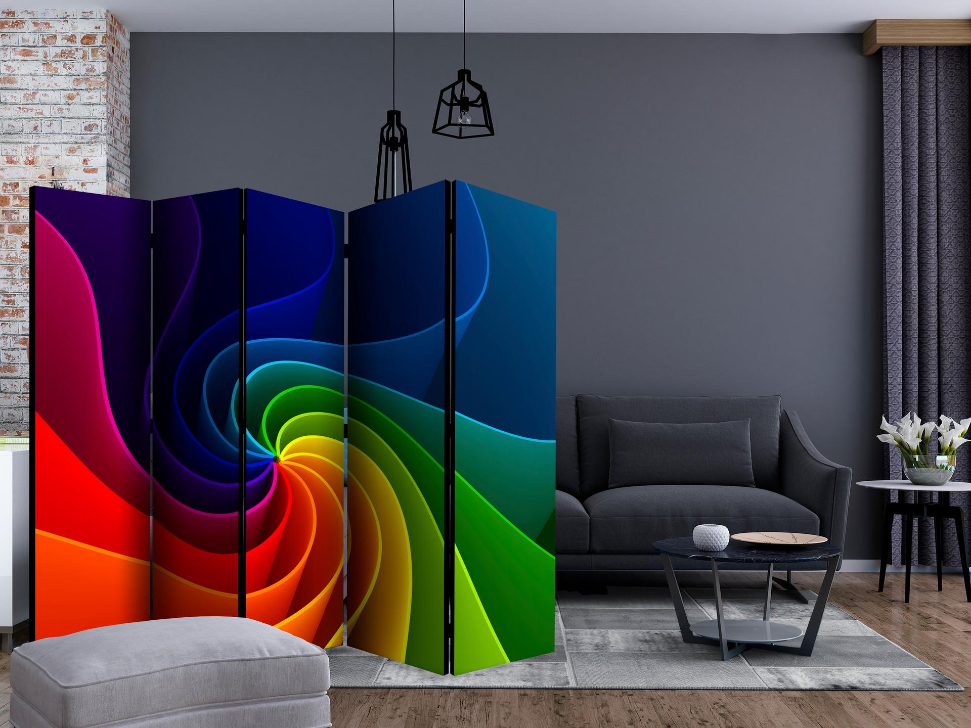 Divisorio per sala - Girandola colorata, 5 pezzi - 225x172 cm