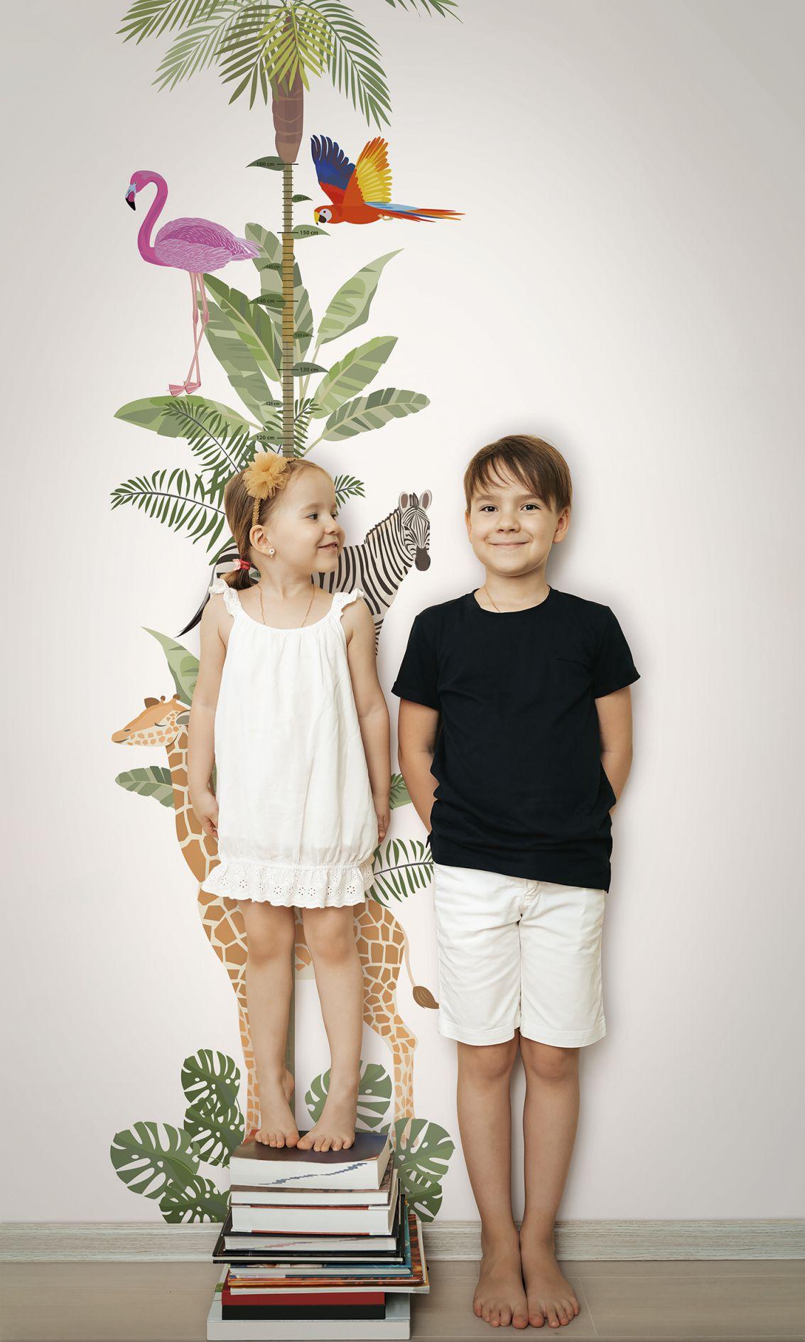 kinderbehang, vliesbehang met illustratie Kids Walls wit, groen, beige
