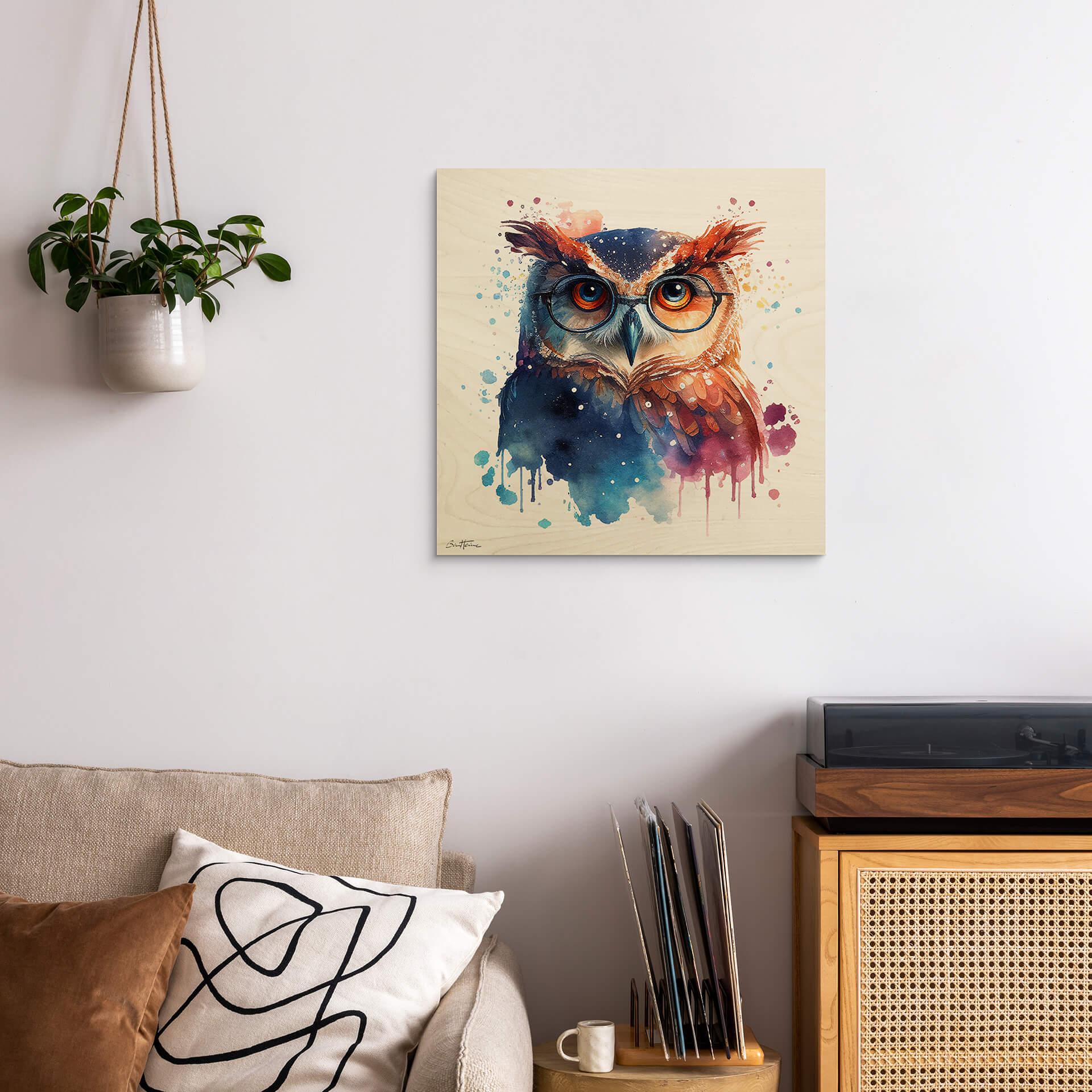 Træplakat Heine - Intelligent Owl