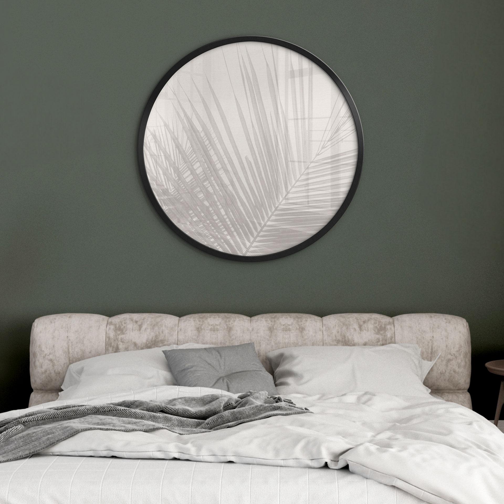 Plakat med palmeblade i hørlook - Bloomery Decor - Rund