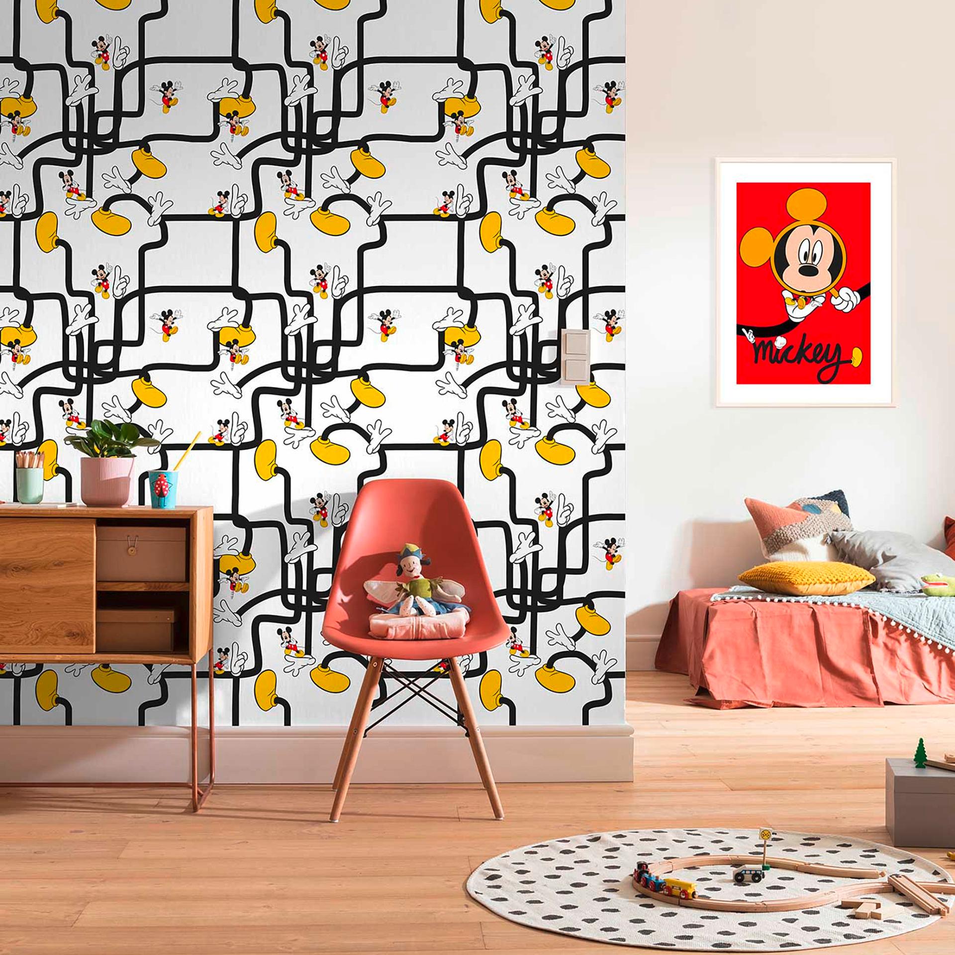 Vlies behang - Mickey Mouse Voetlabyrint - 200 x 280 cm