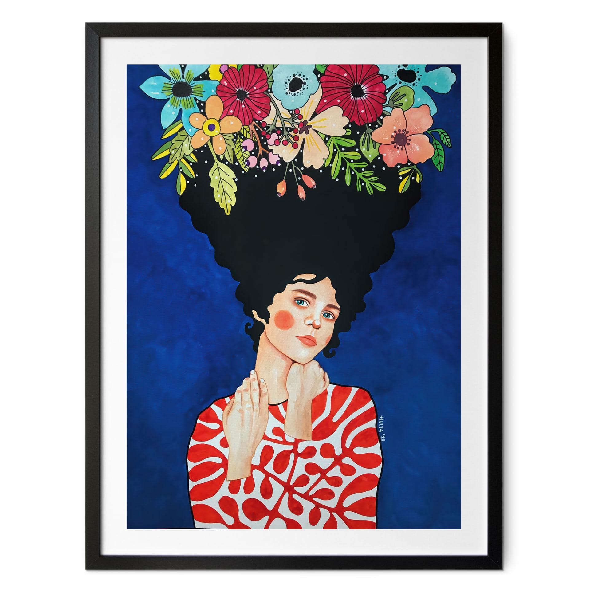 Plakat kvinde med blomster i håret - Hülya