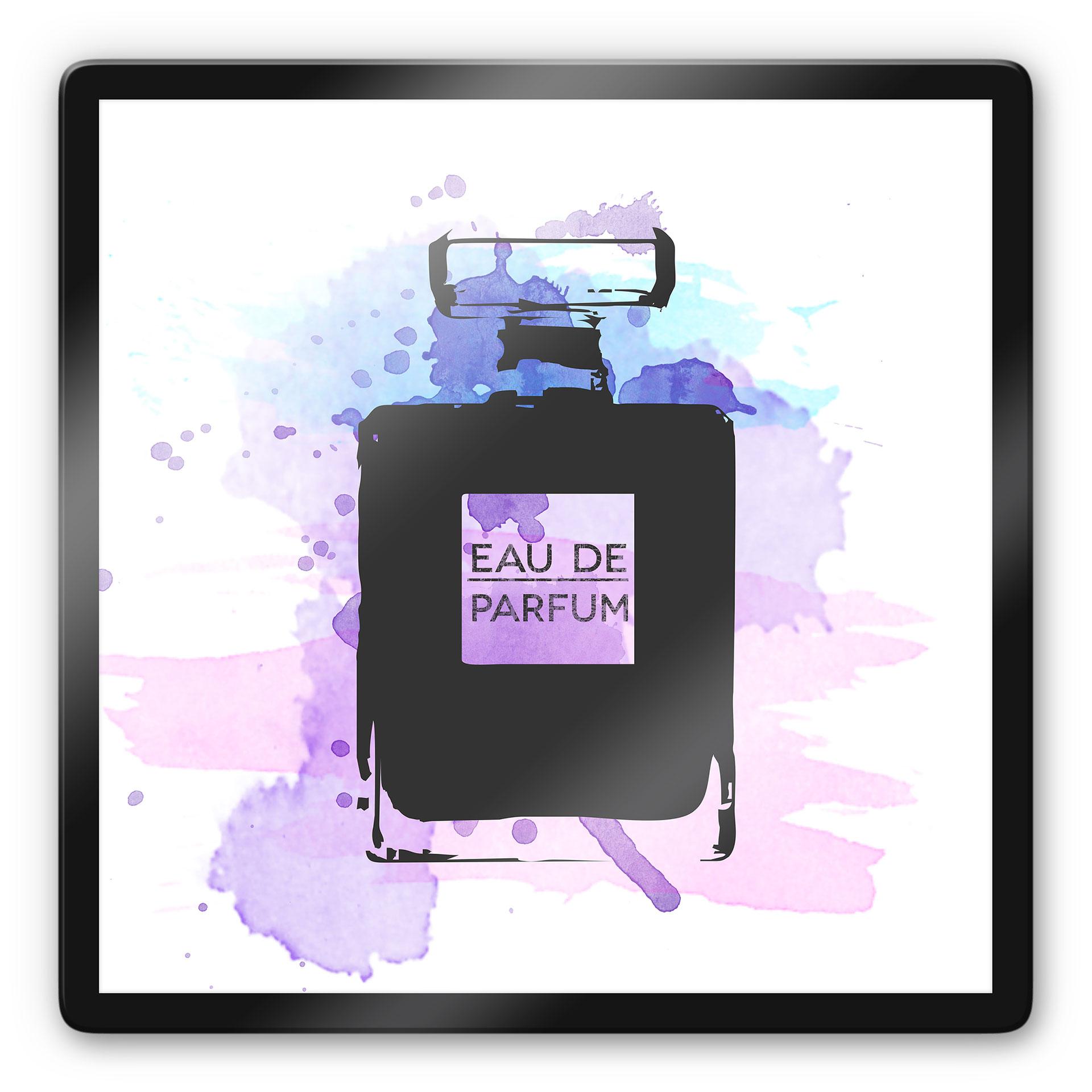 Tableau en verre - Eau de parfun Aquarelle - gris