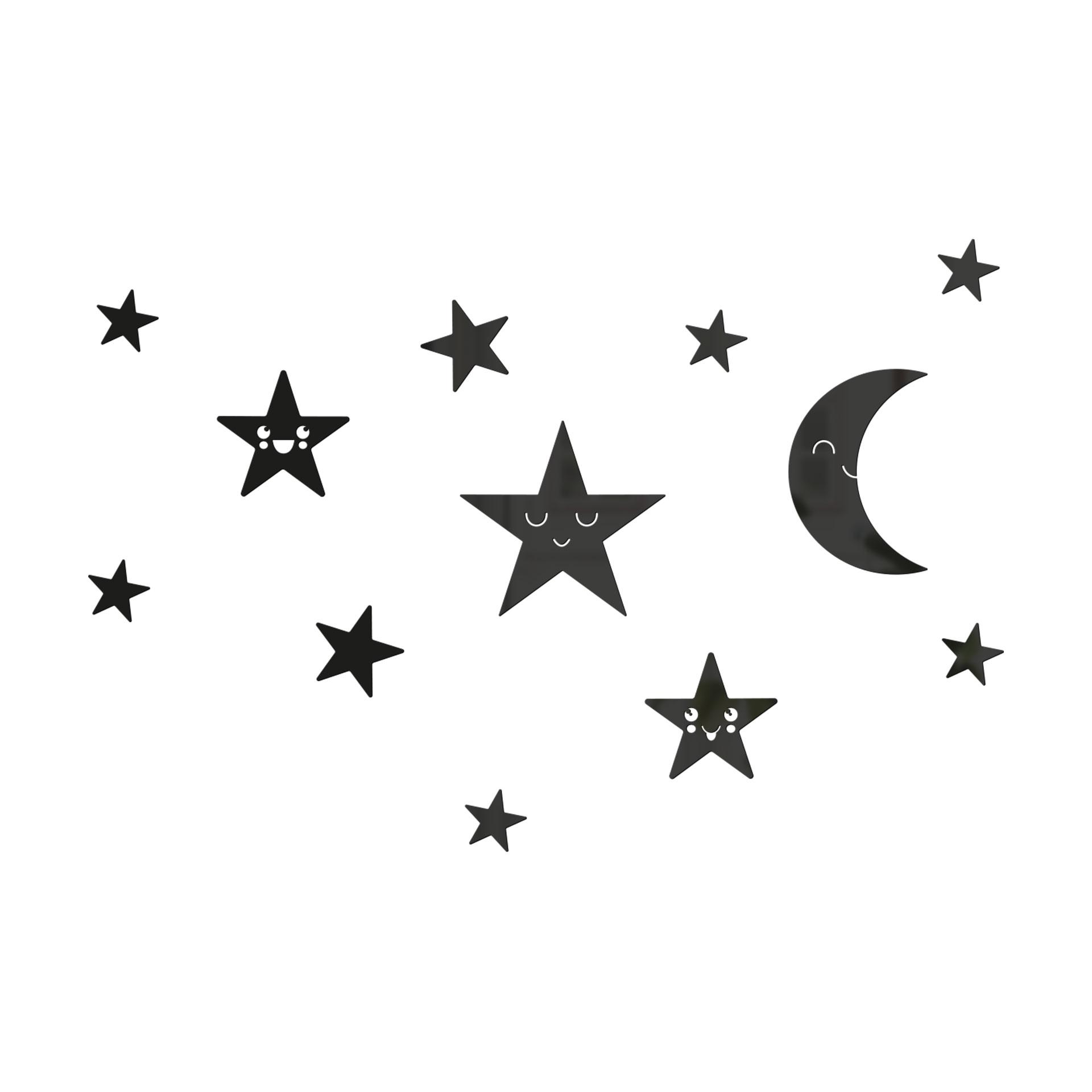 Decoro in acrilico Set di luna e stelle - Kawaii