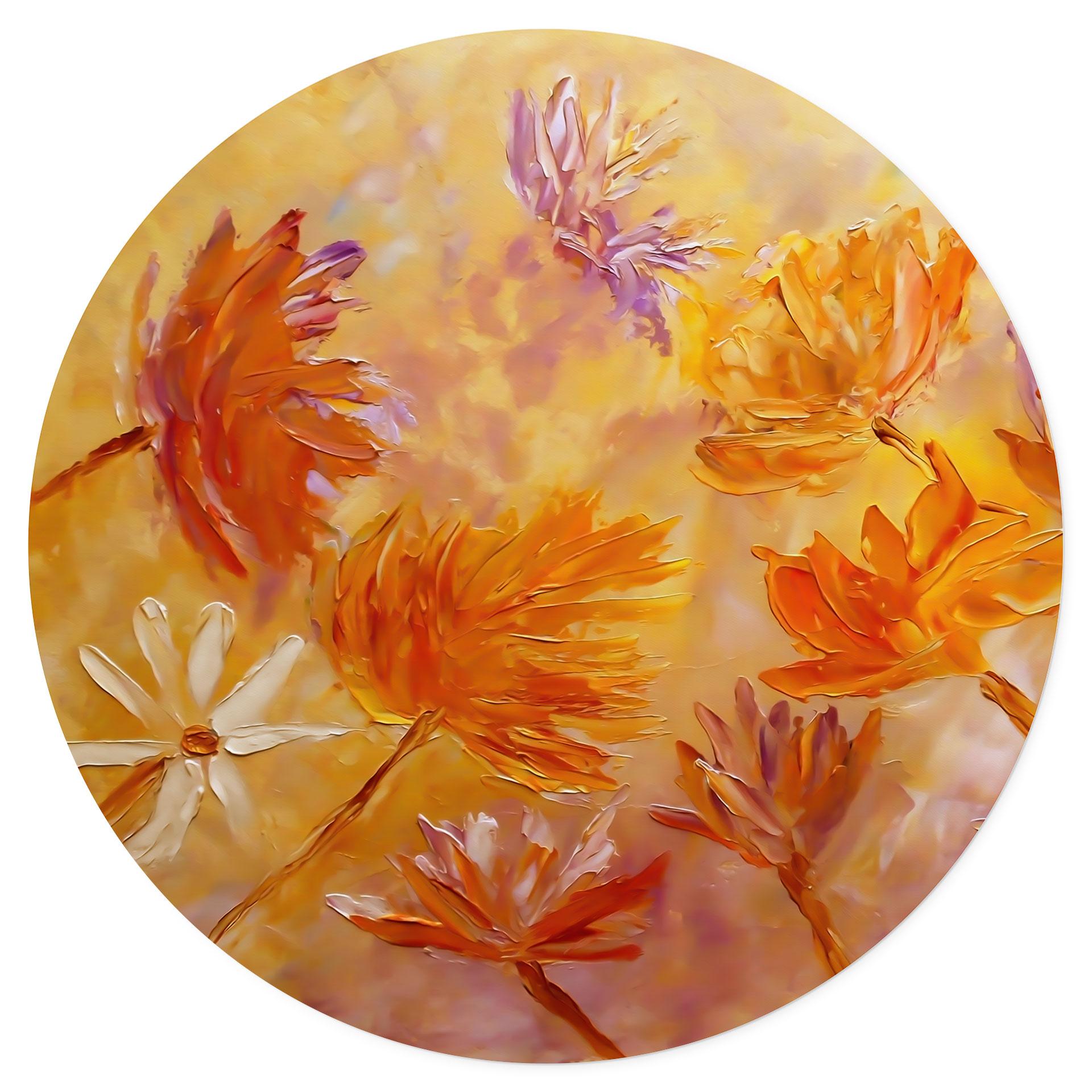Wallsticker Golden flower rush - Pomata - Rund