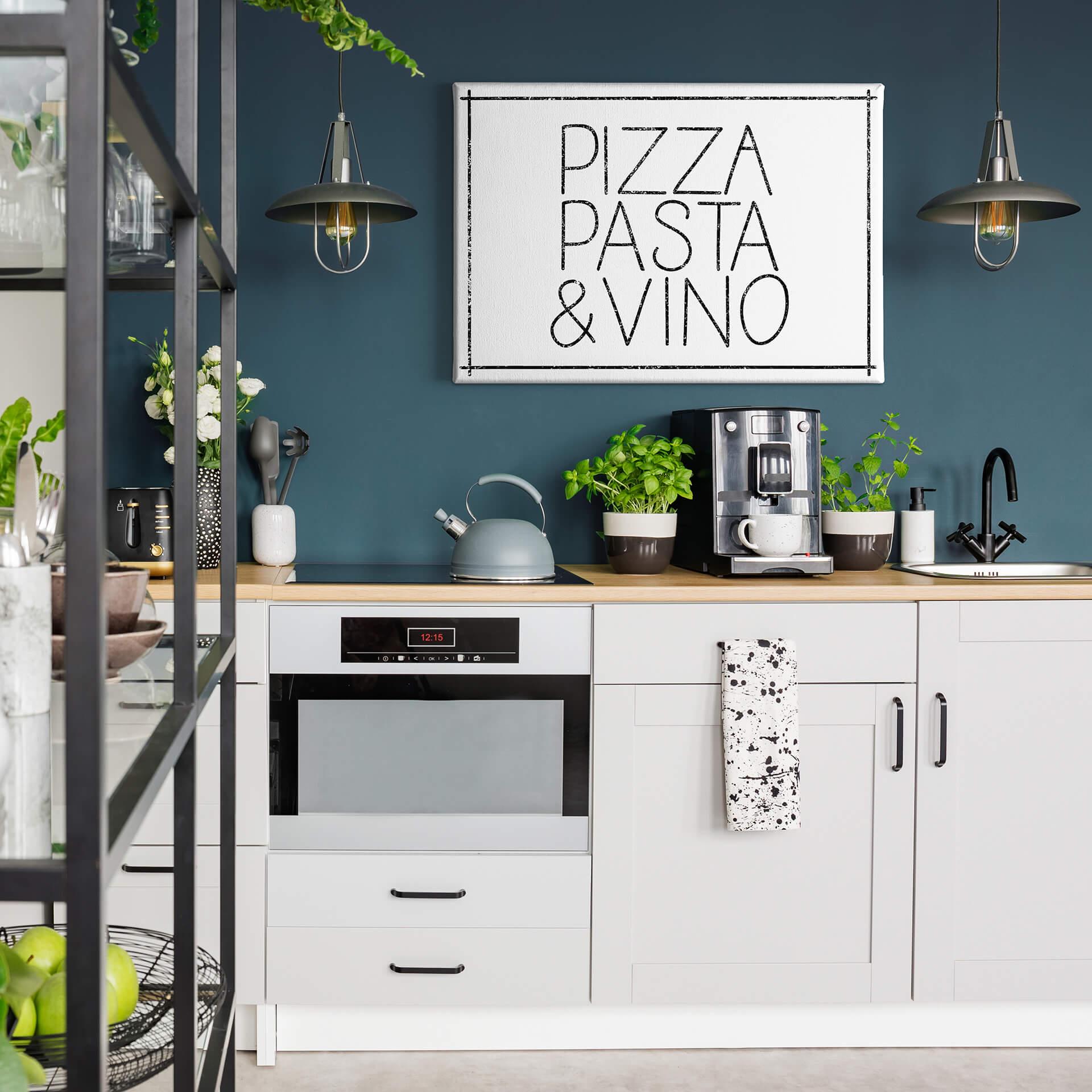 Obraz na płótnie Pizza Pasta & Vino biały