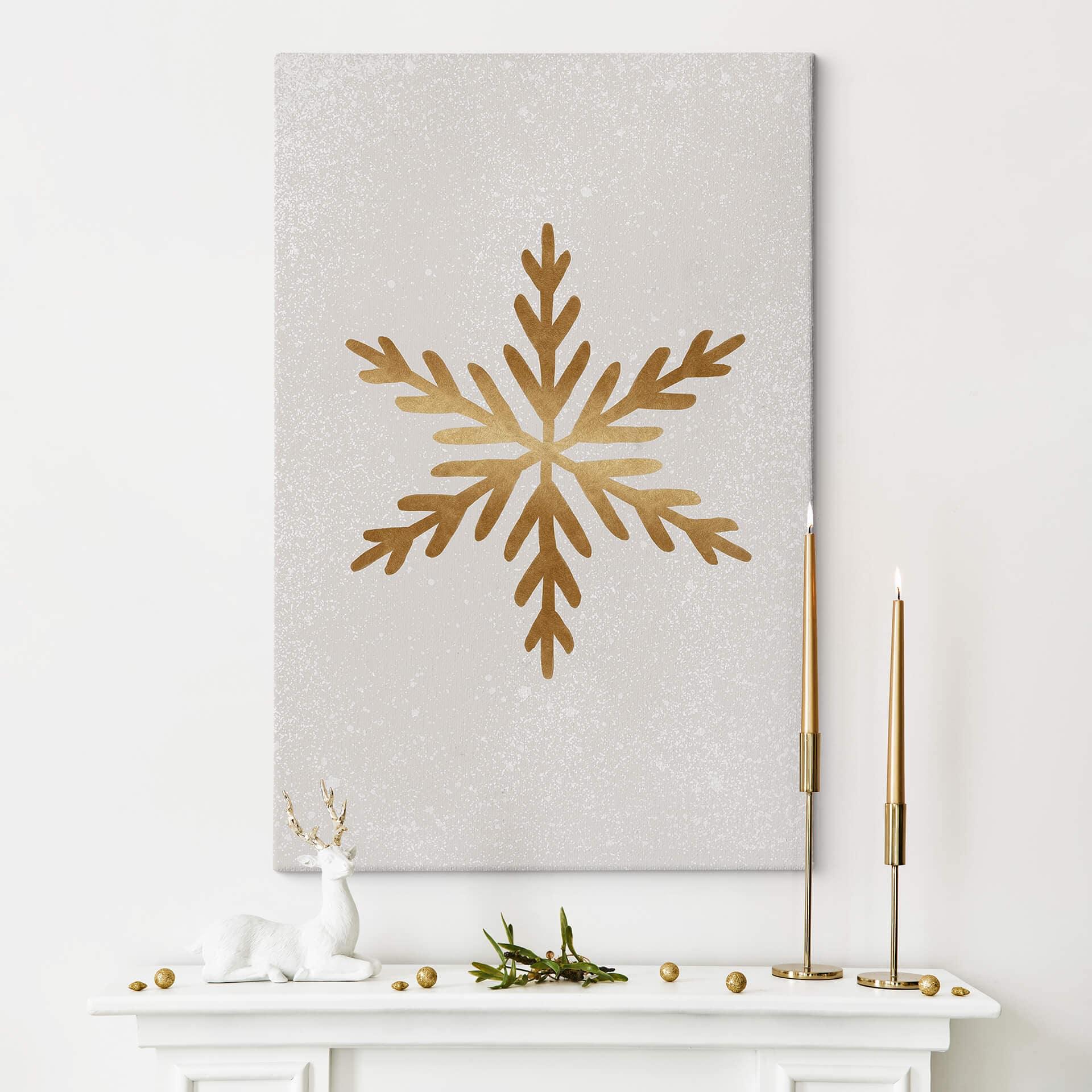 Lærredsprint - Orara Studio - Golden Snowflakes