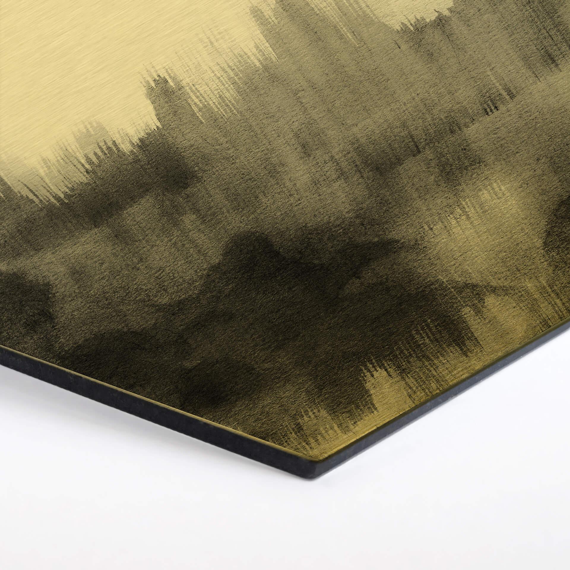 Hexagon - Alu-Dibond Goldeffekt Nouveauprints - Watercolour Brush Strokes (schwarz)