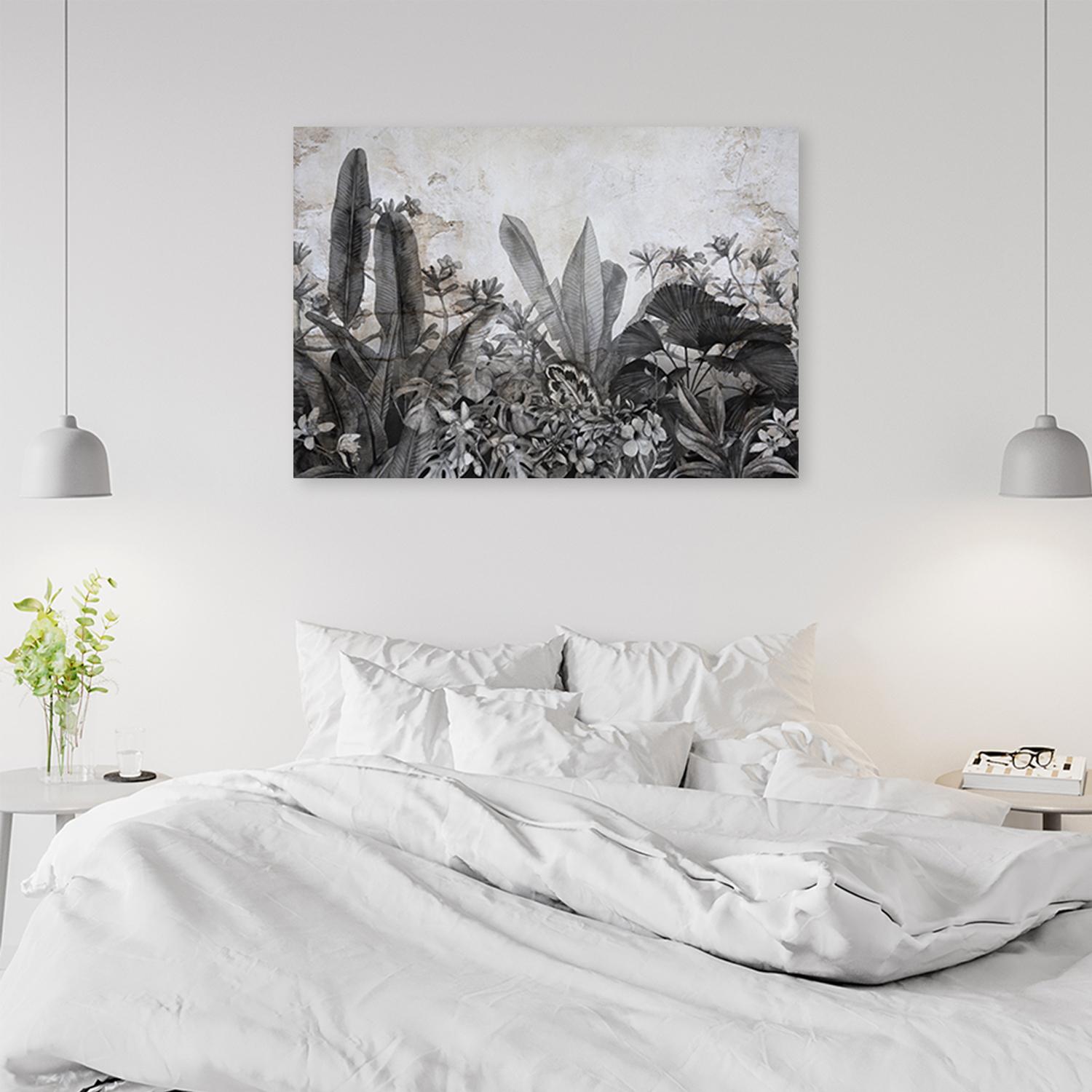 Canvasbillede, Jungle blade beton grå