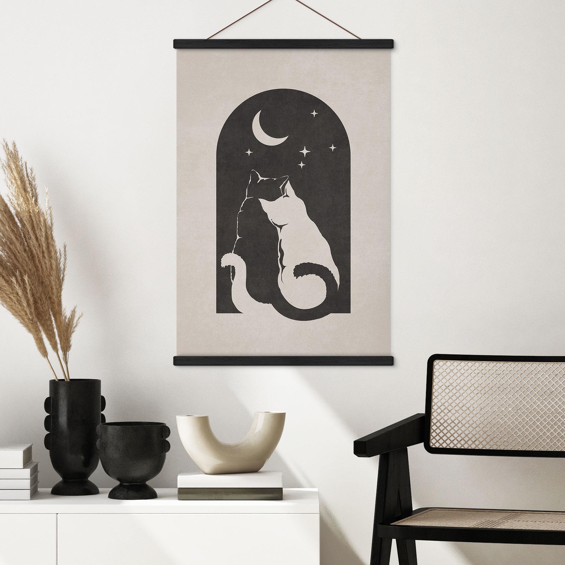 Tekstil plakat To katte i måneskin - Tunaboylu