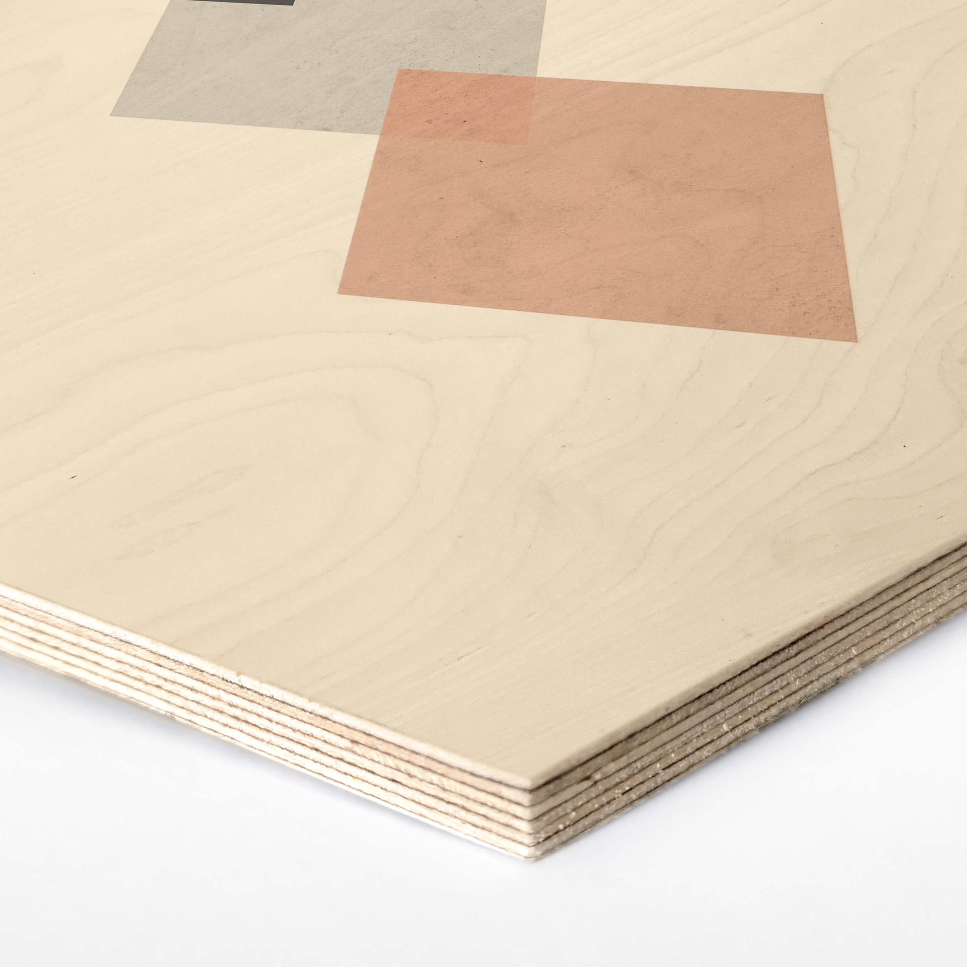 Hexagon - Holz Birke-Furnier Nouveauprints - Squares Pink