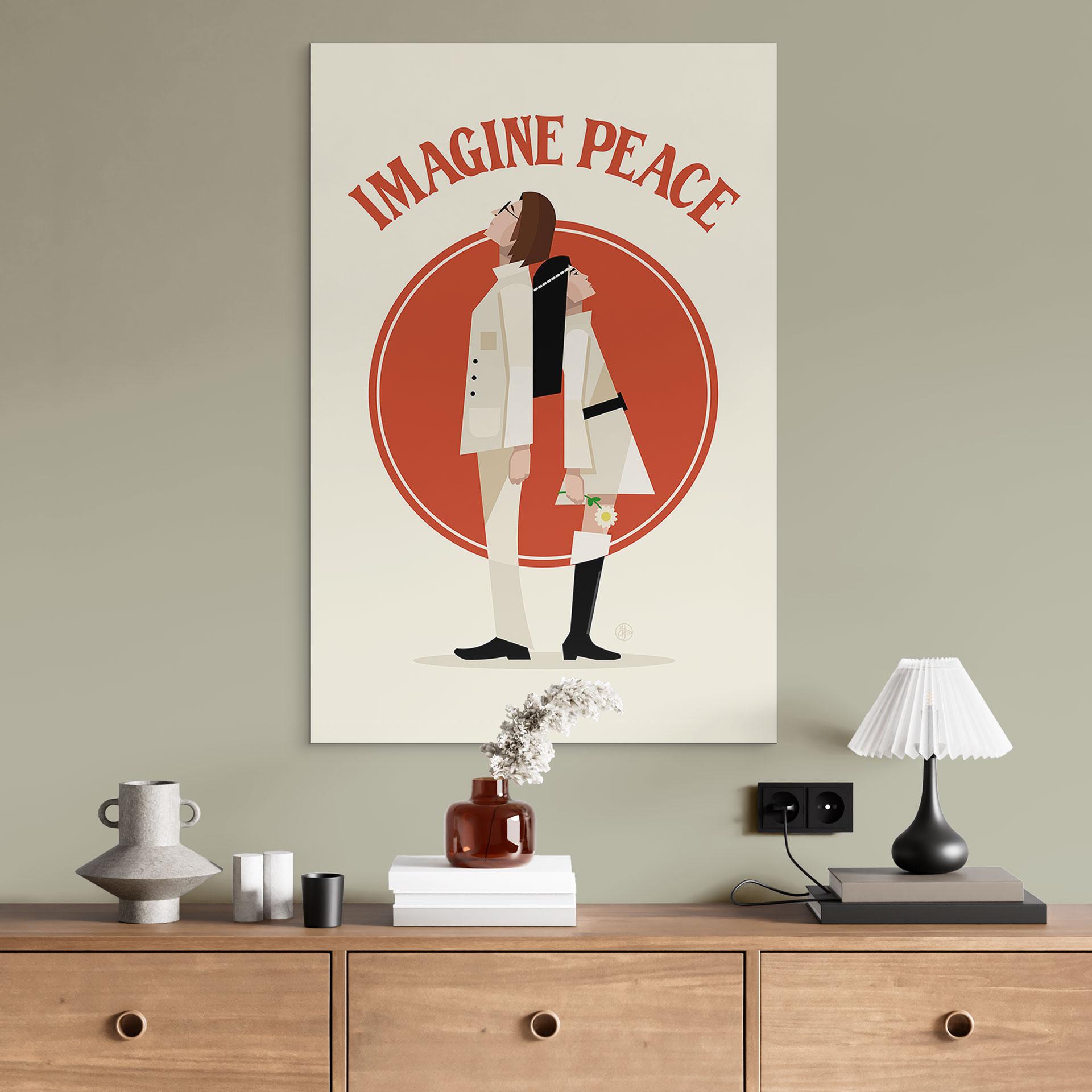 Billede Imagine Peace - To for fred og håb - Retrodrome – print på aluminium (Alu-Dibond)