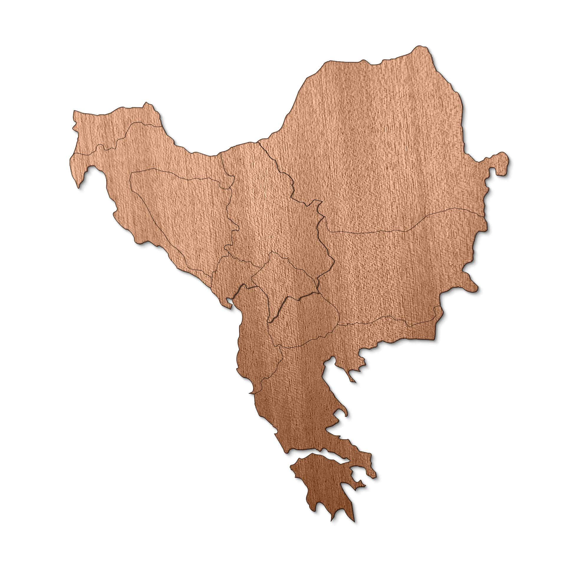 Wood Art Chapa de Caoba - Mapa Balcanes Sudeste de Europa