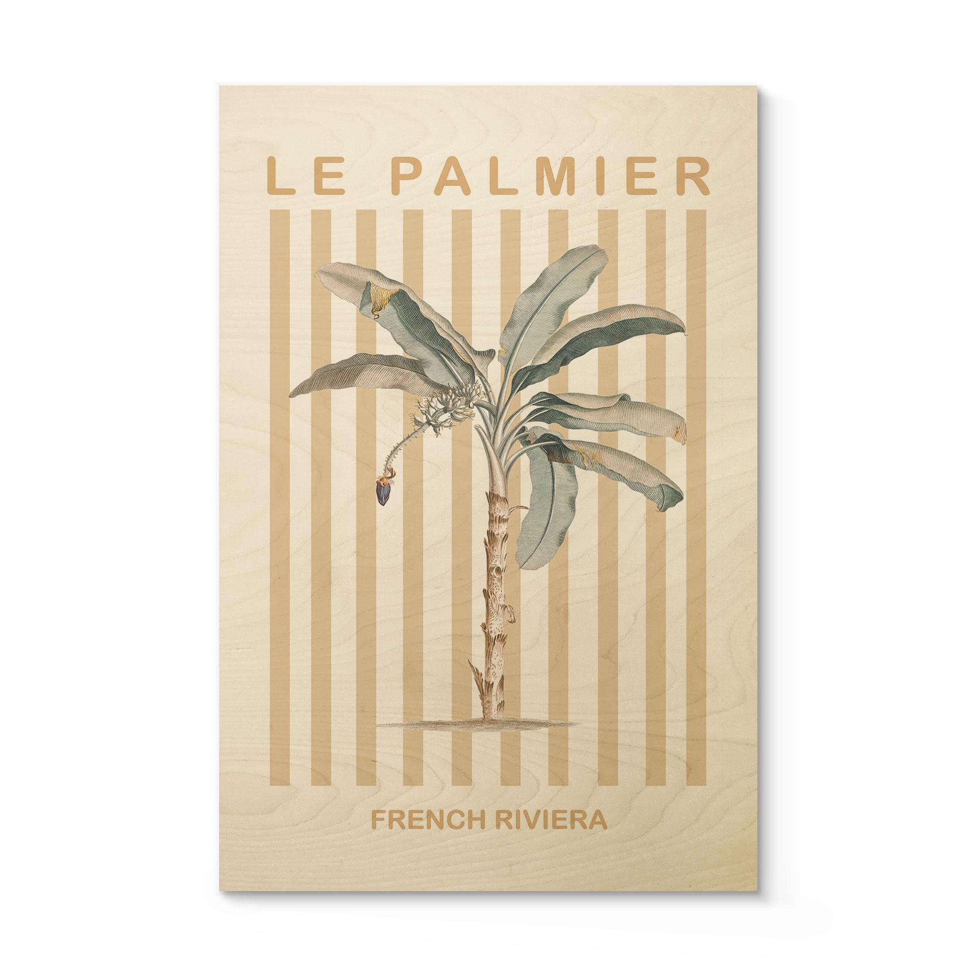 Træplakat Palmetræ på den franske riviera - Grace Digital Art