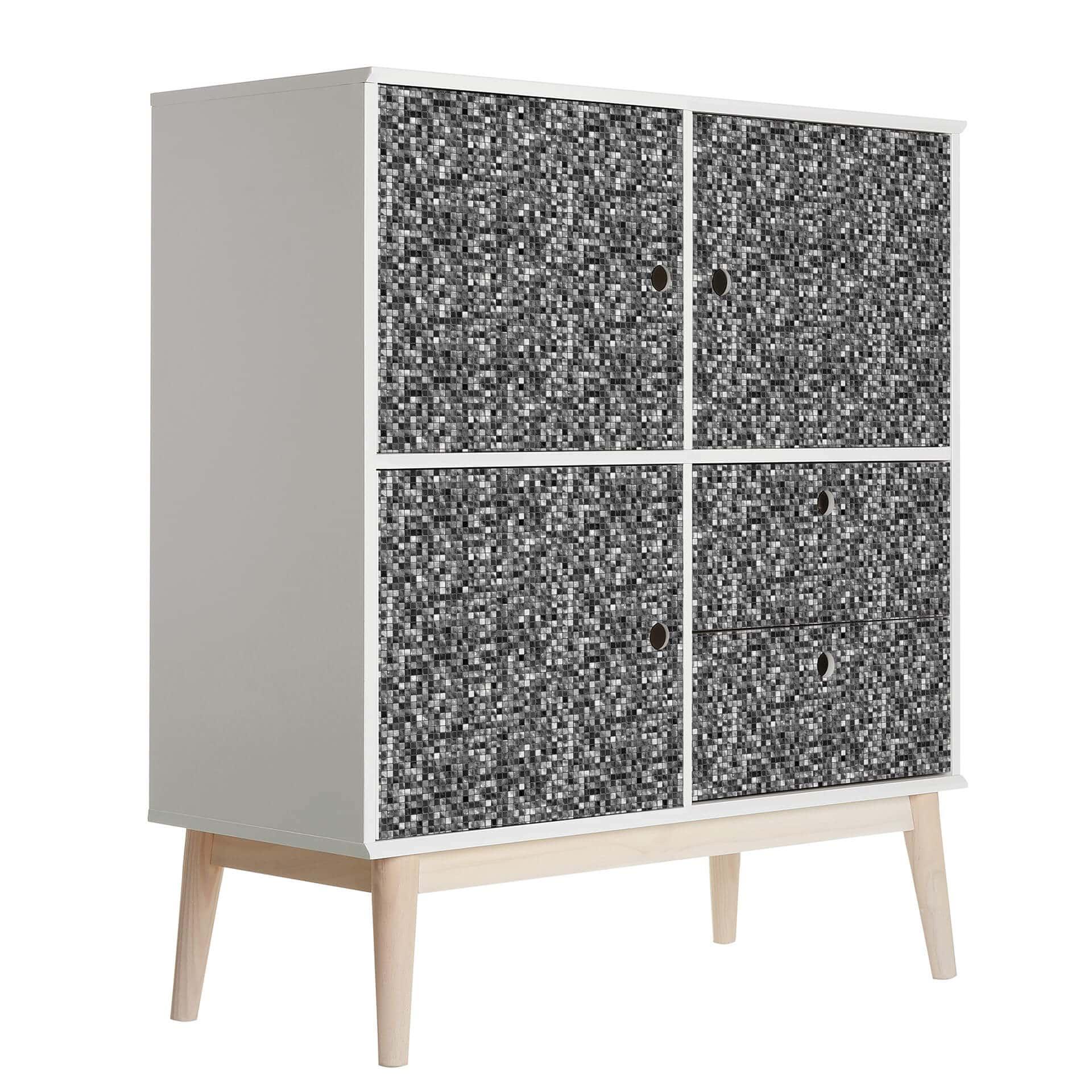 Vinilo adhesivo muebles, vinilo decorativo - limpiar con un paño - mosaico blanco y negro