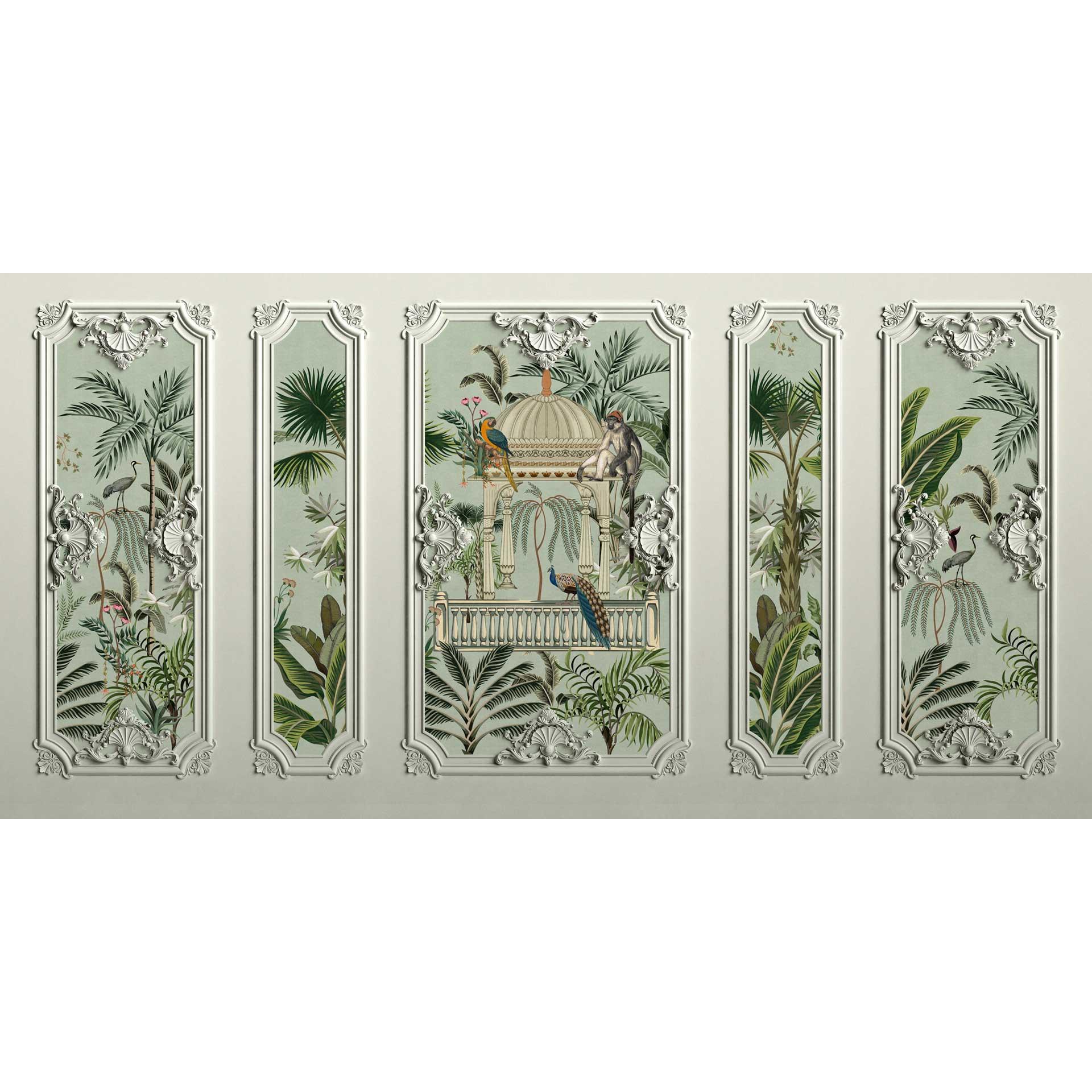 Klassiek koloniaal behang met vogelmotieven - elegant vliesbehang