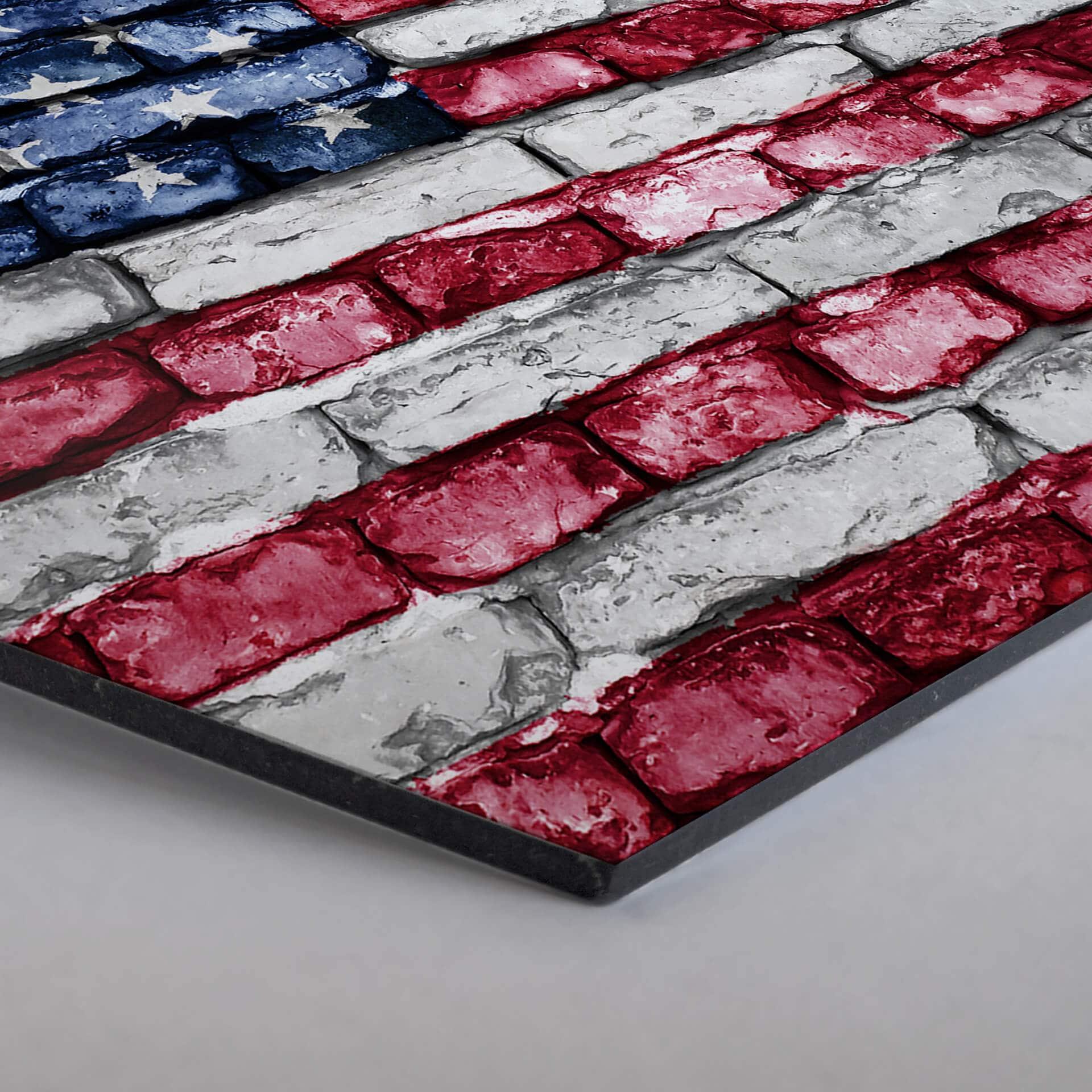 Hexagon - Alu-Dibond - Stars and Stripes murstenseffekt