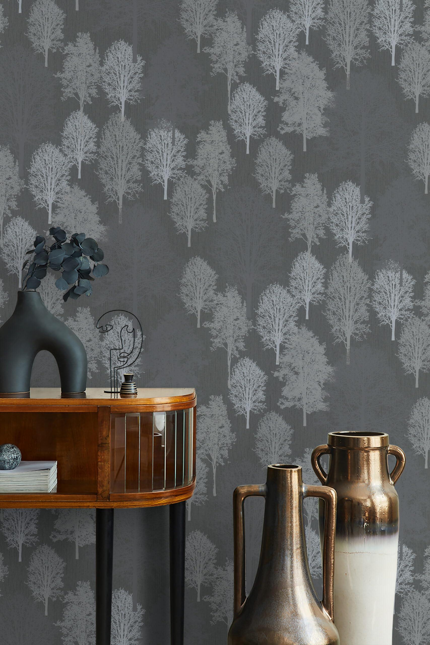 Vliestapete Illustration Modern, Natur in Stahlblau