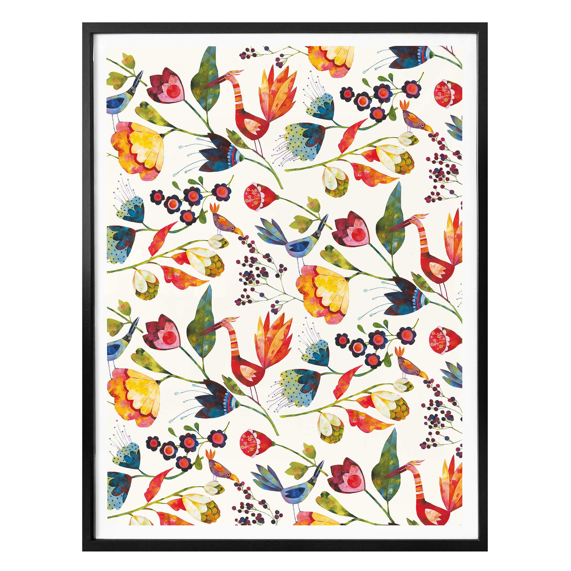 Poster Blanz - Blommor och fåglar