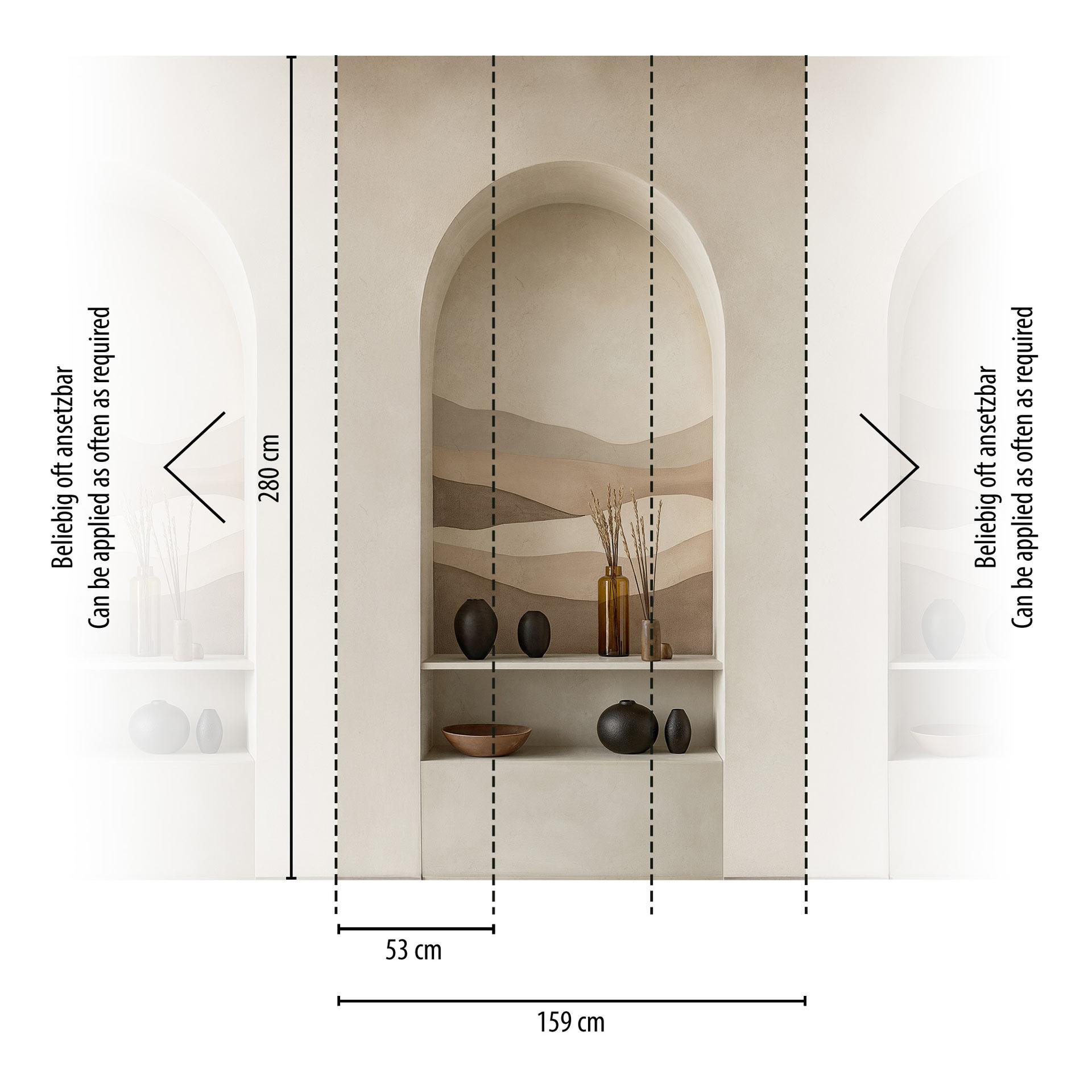 COSMOPOLITAN 3D boogvormig nisbehang crème beige bruin - modern Vliesbehang