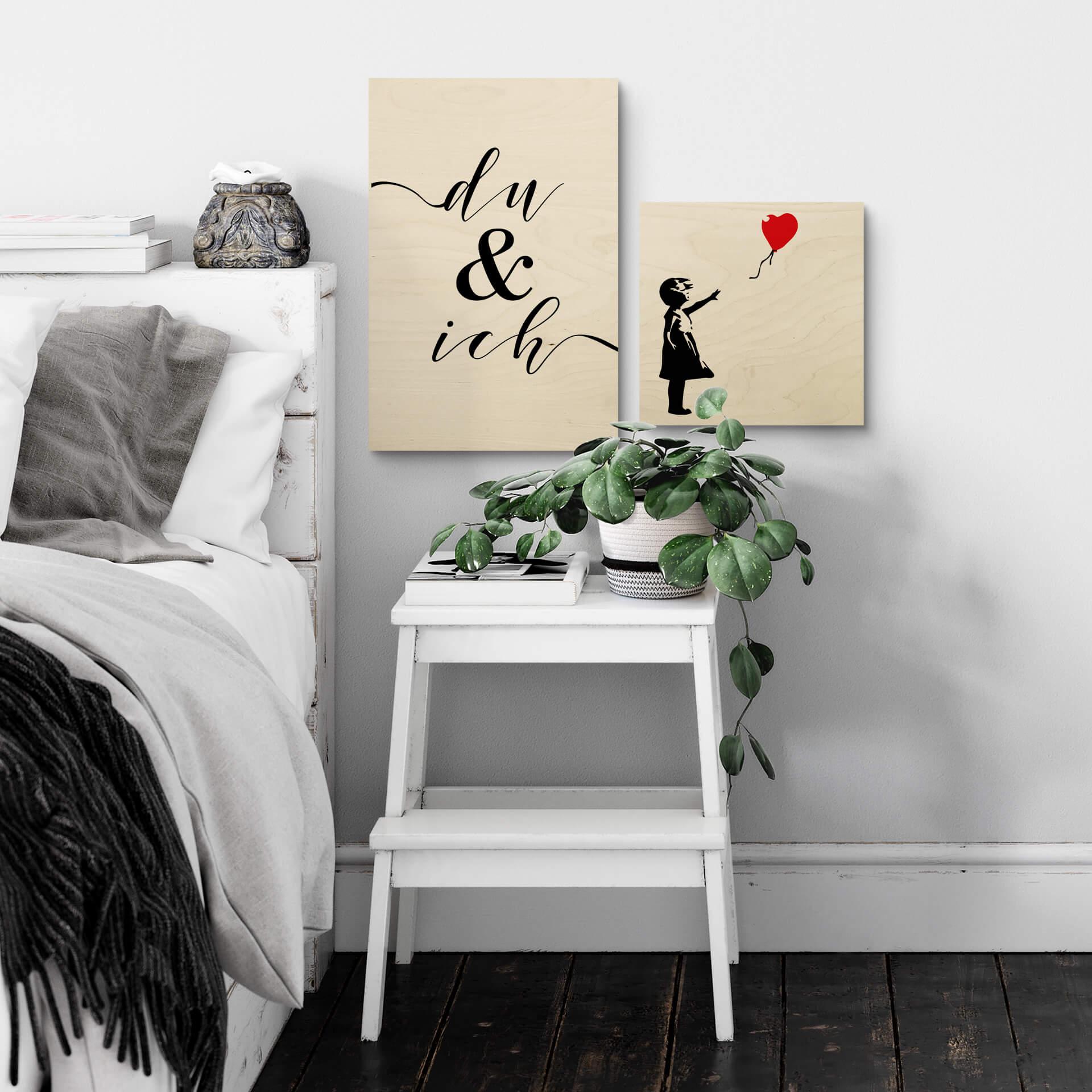 Træbillede Banksy - Girl with the red balloon