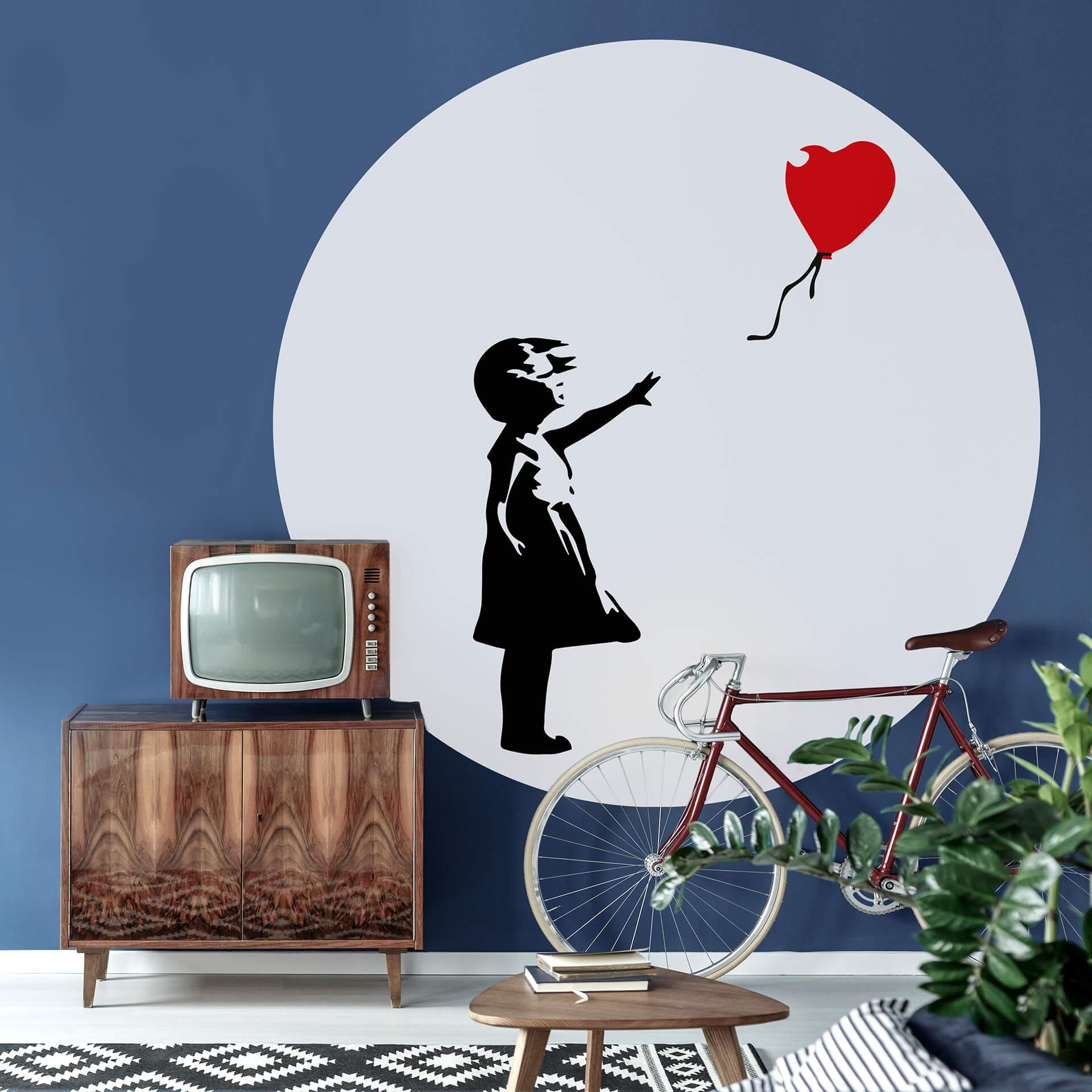 Fototapet Banksy - Girl with the red balloon - vliesetapet/selvklæbende non-woven tapet