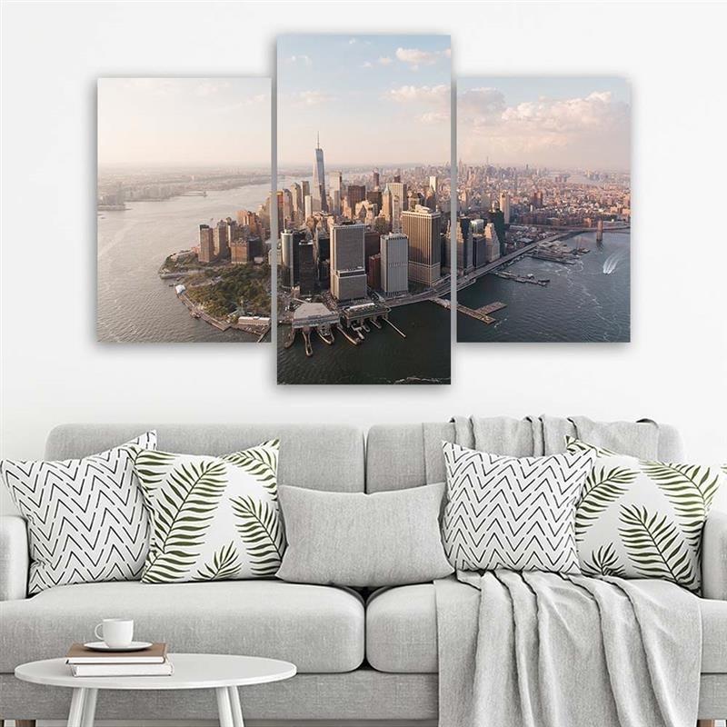 3-delige canvasprint, stad New York Manhattan, VS