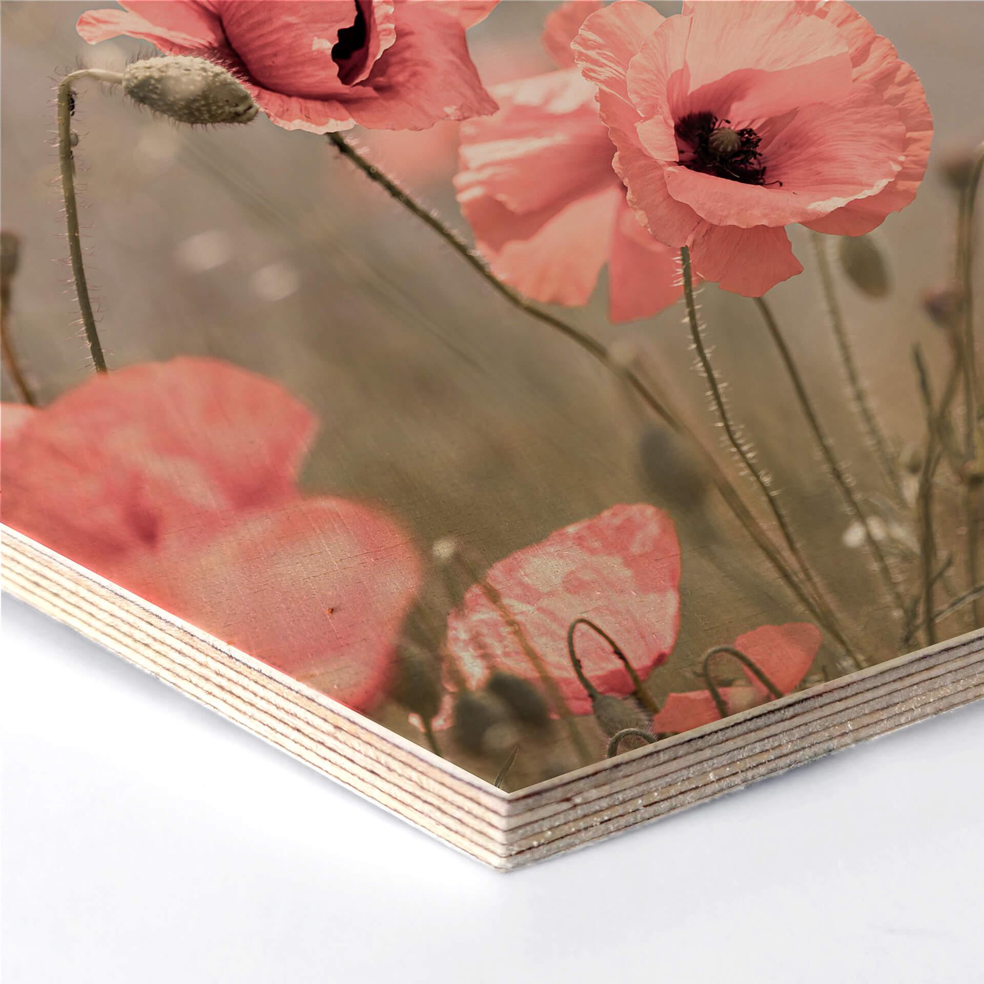 Hexagon - Holz Birke-Furnier Delgado - Mohnblumenromantik
