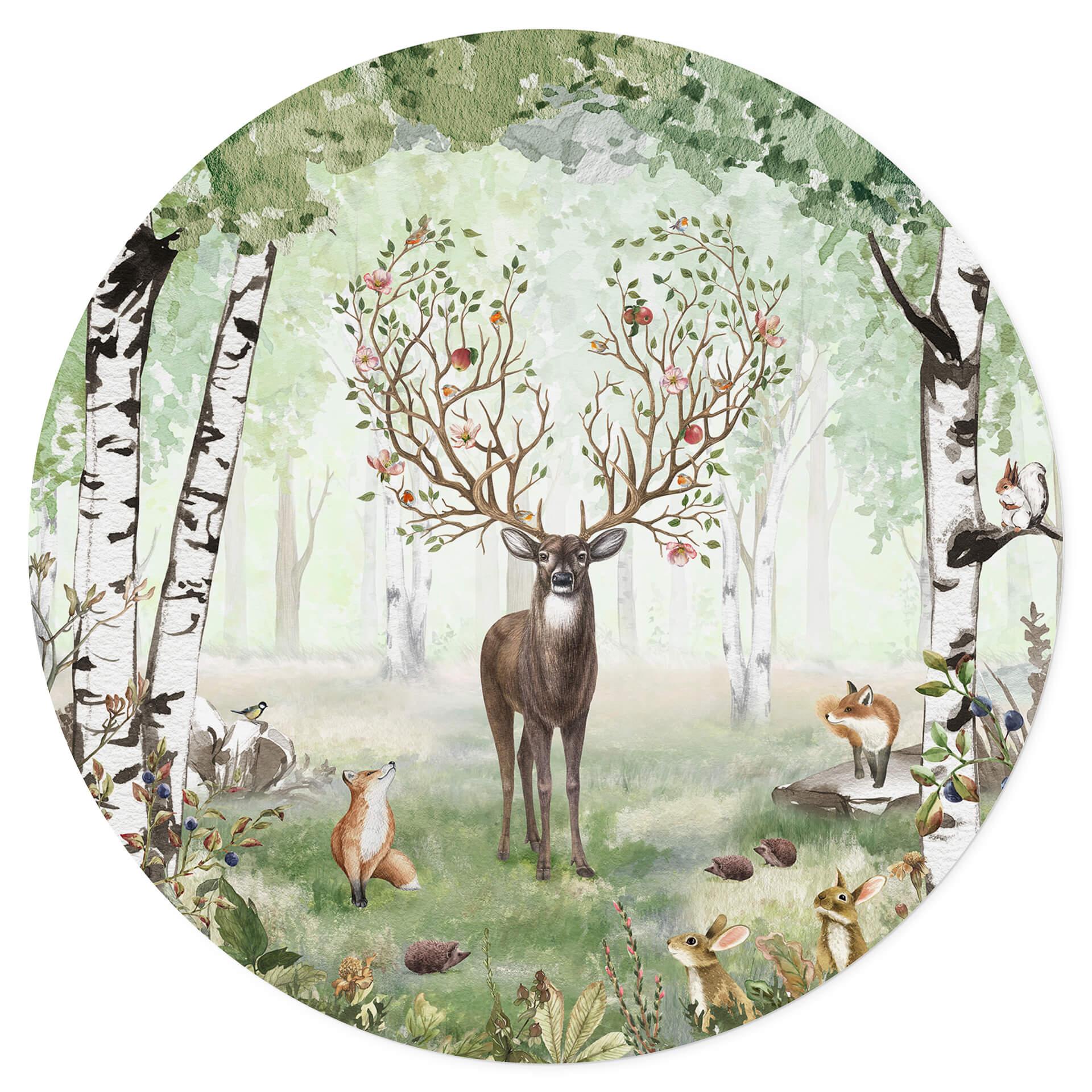 Wandtattoo Kikki Belle - Hirsch im Sommer - Rund