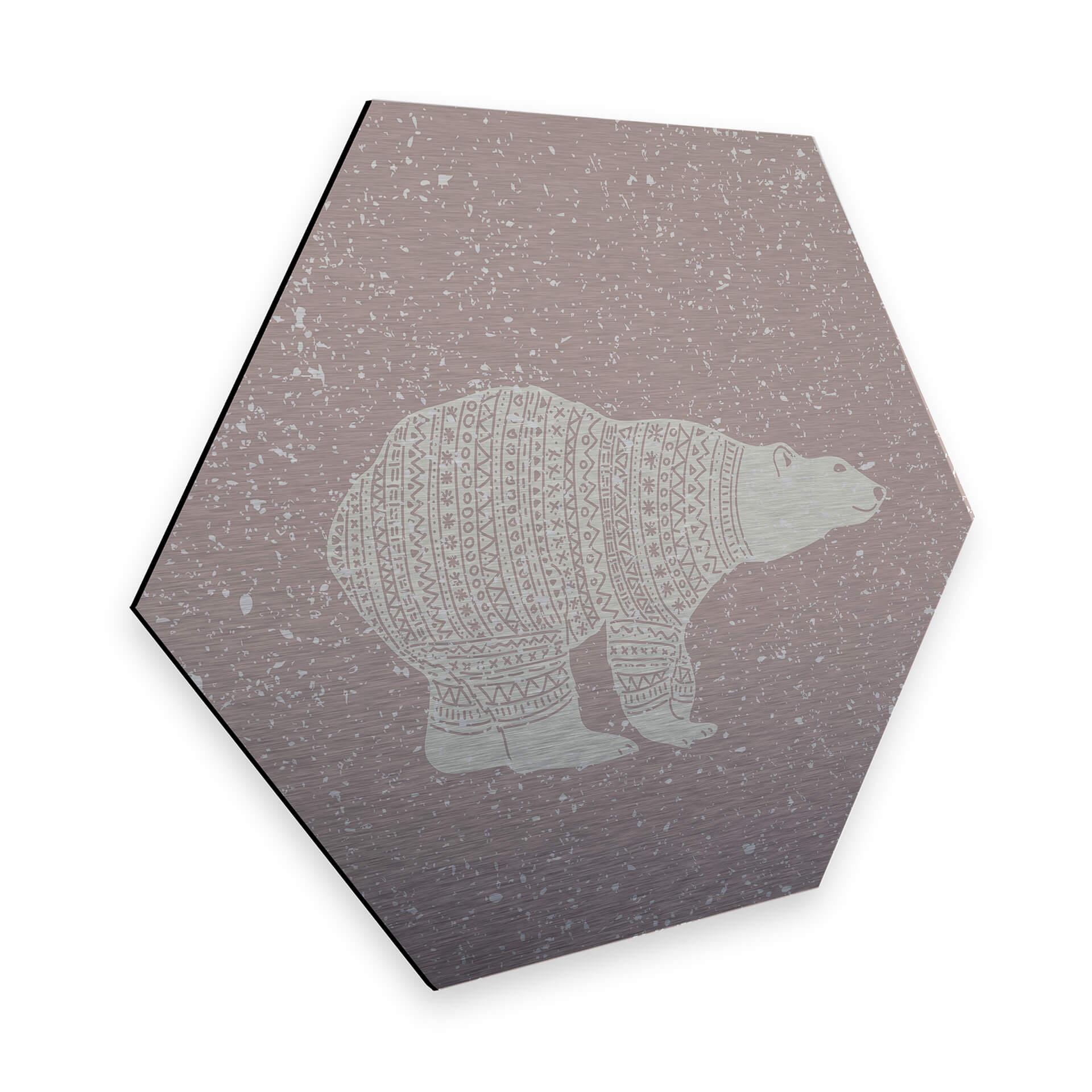 Hexagon - Alu-Dibond zilver effect - Ijsberen