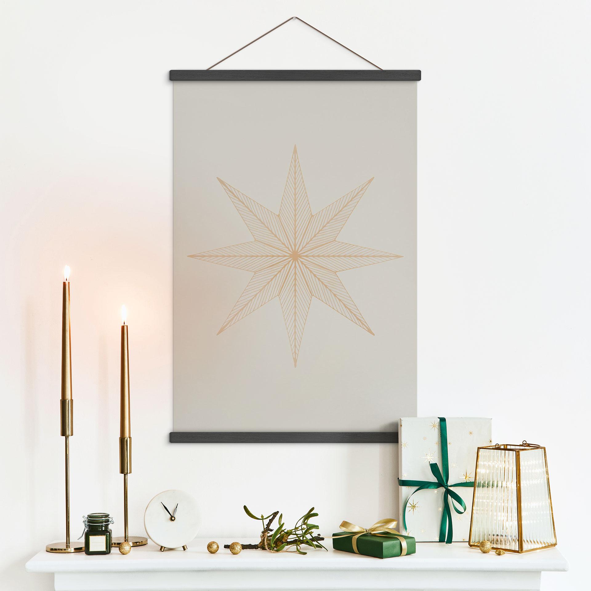 Póster de tela con estrella geométrica dorada - Magnusson