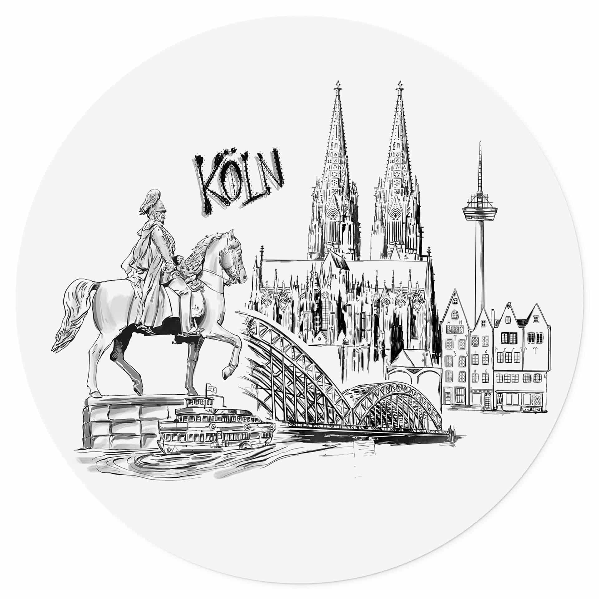 Vinilo decorativo Colonia - Blanco y negro - Redondo - Love your City