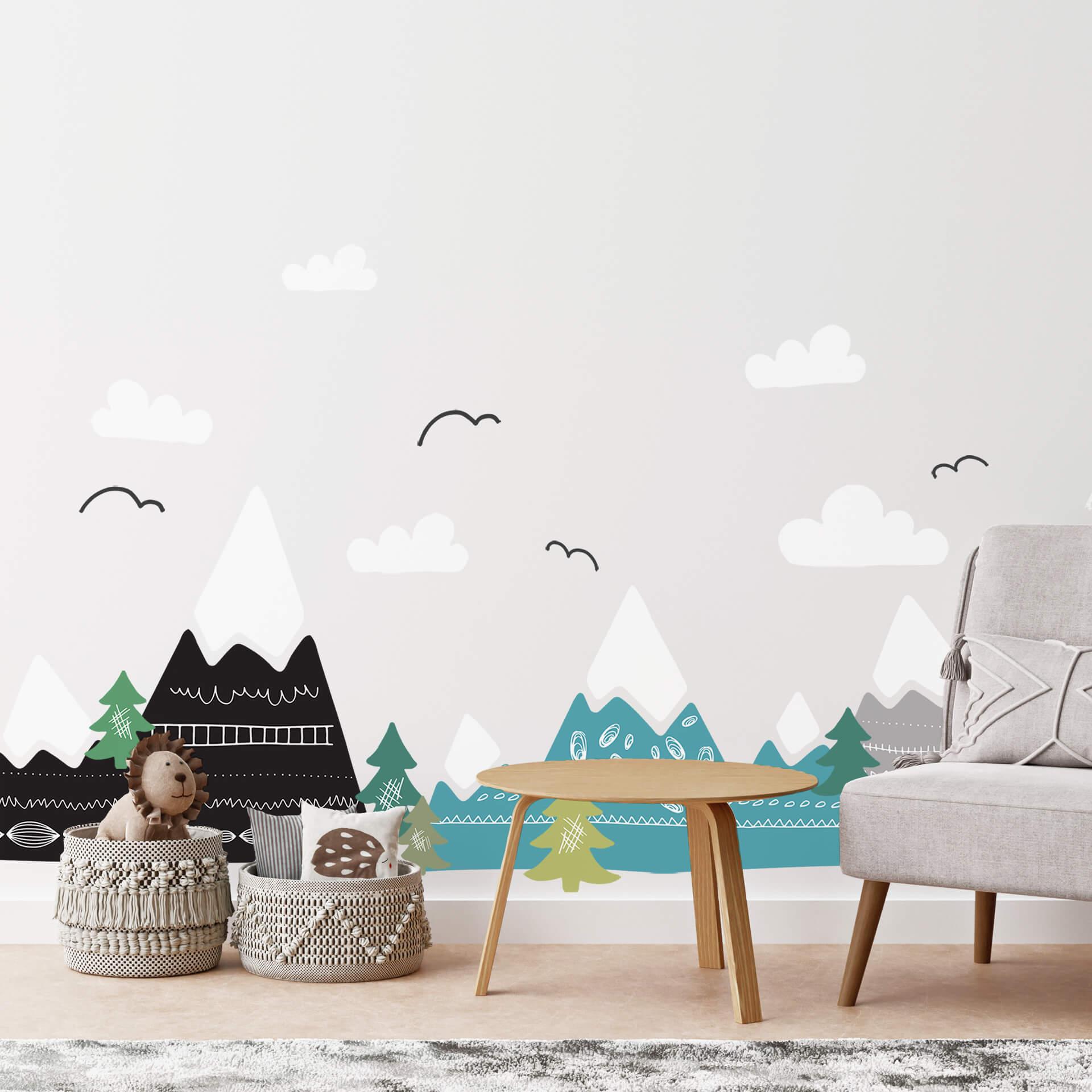 Muursticker set Besneeuwde Bergen