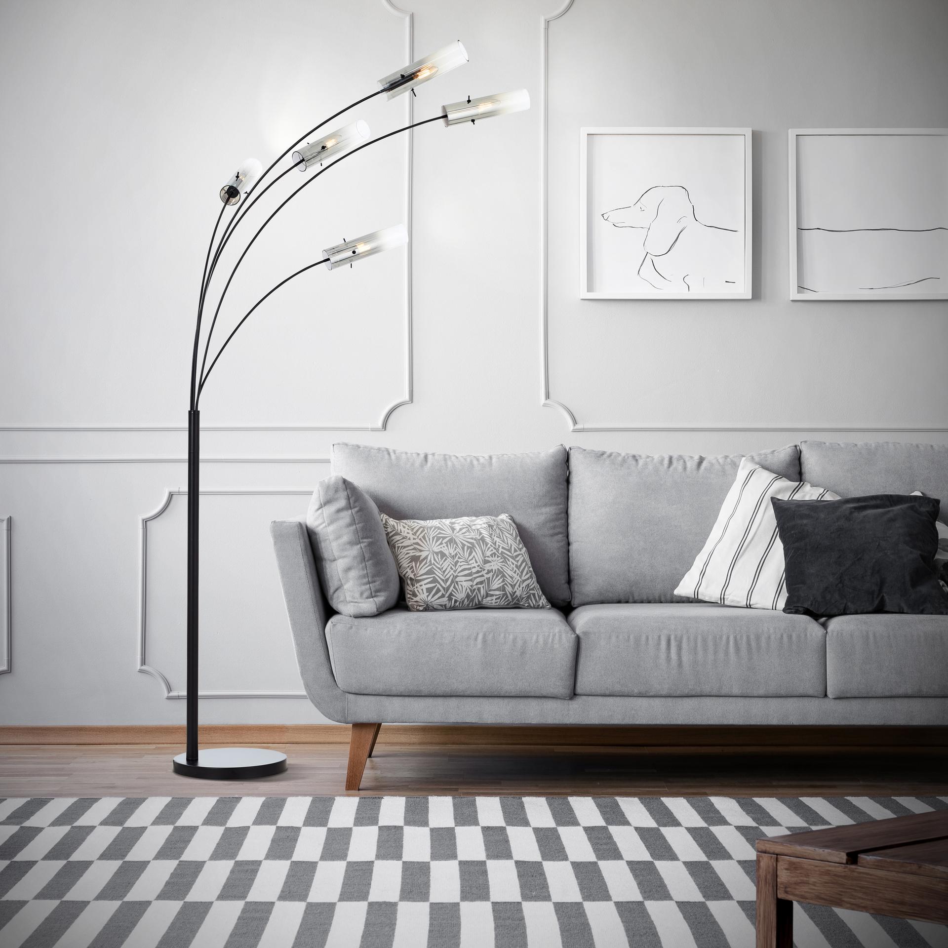 Stehleuchte Hilla, grau, 200 x 73 cm, Metall Bogenlampe