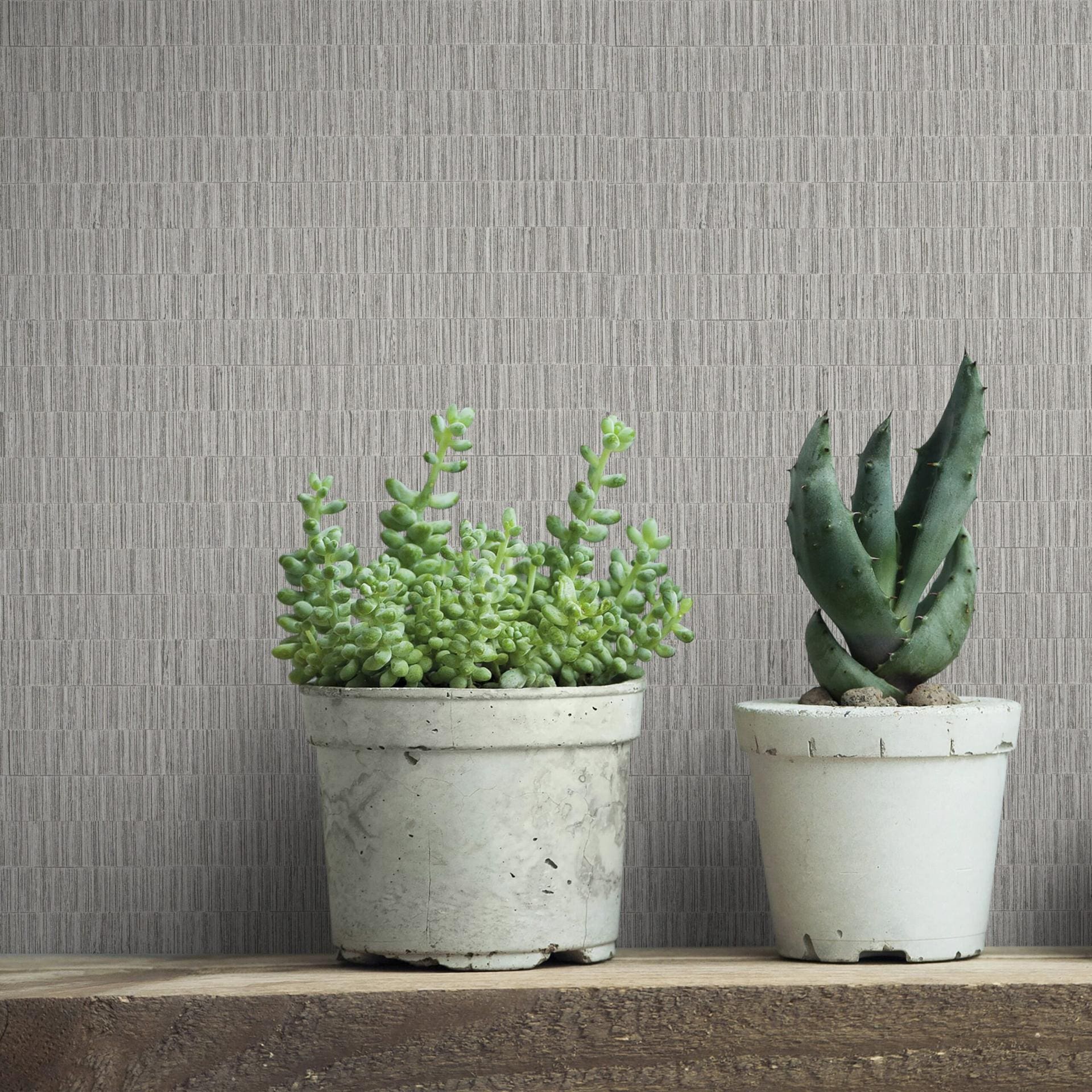 Non-woven tapet i struktureret flisemotiv grå tekstil look