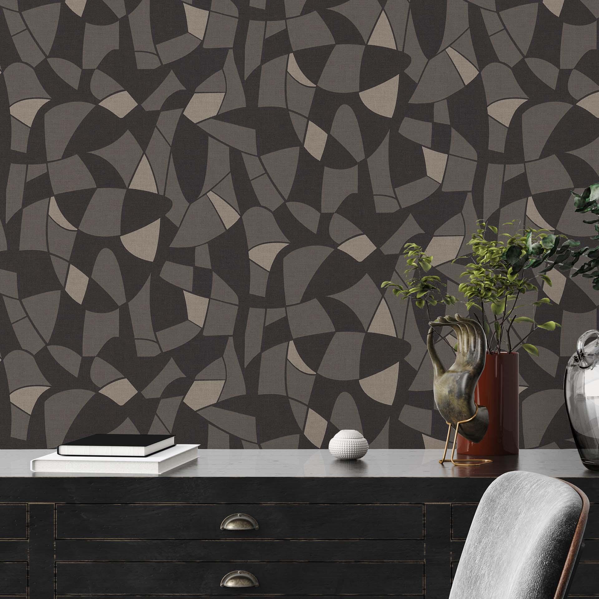 tapet vintage design sort beige - soveværelse ikke-vævet tapet