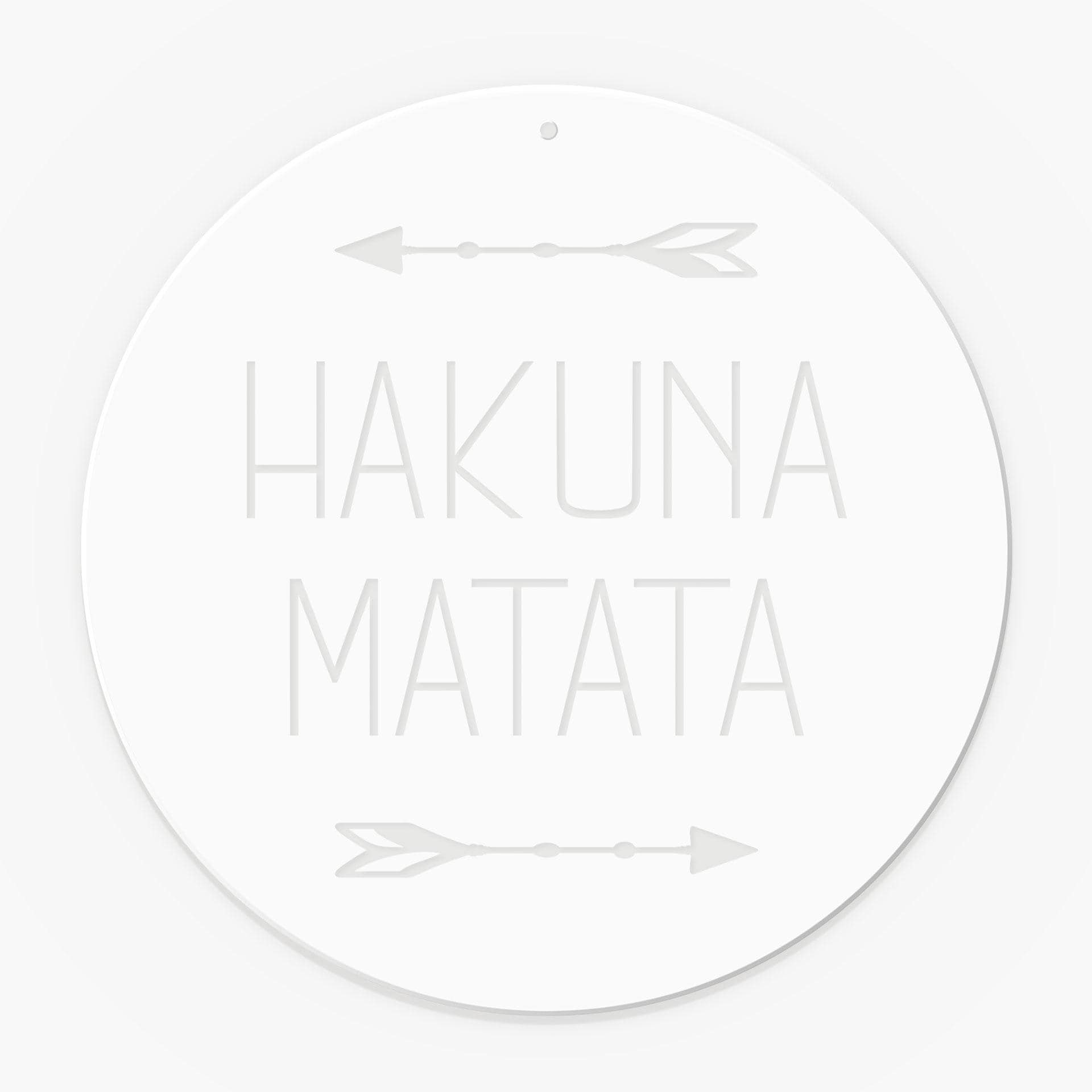 Quadro in vetro acrilico, immagine per finestra da appendere Hakuna Matata - Rotondo