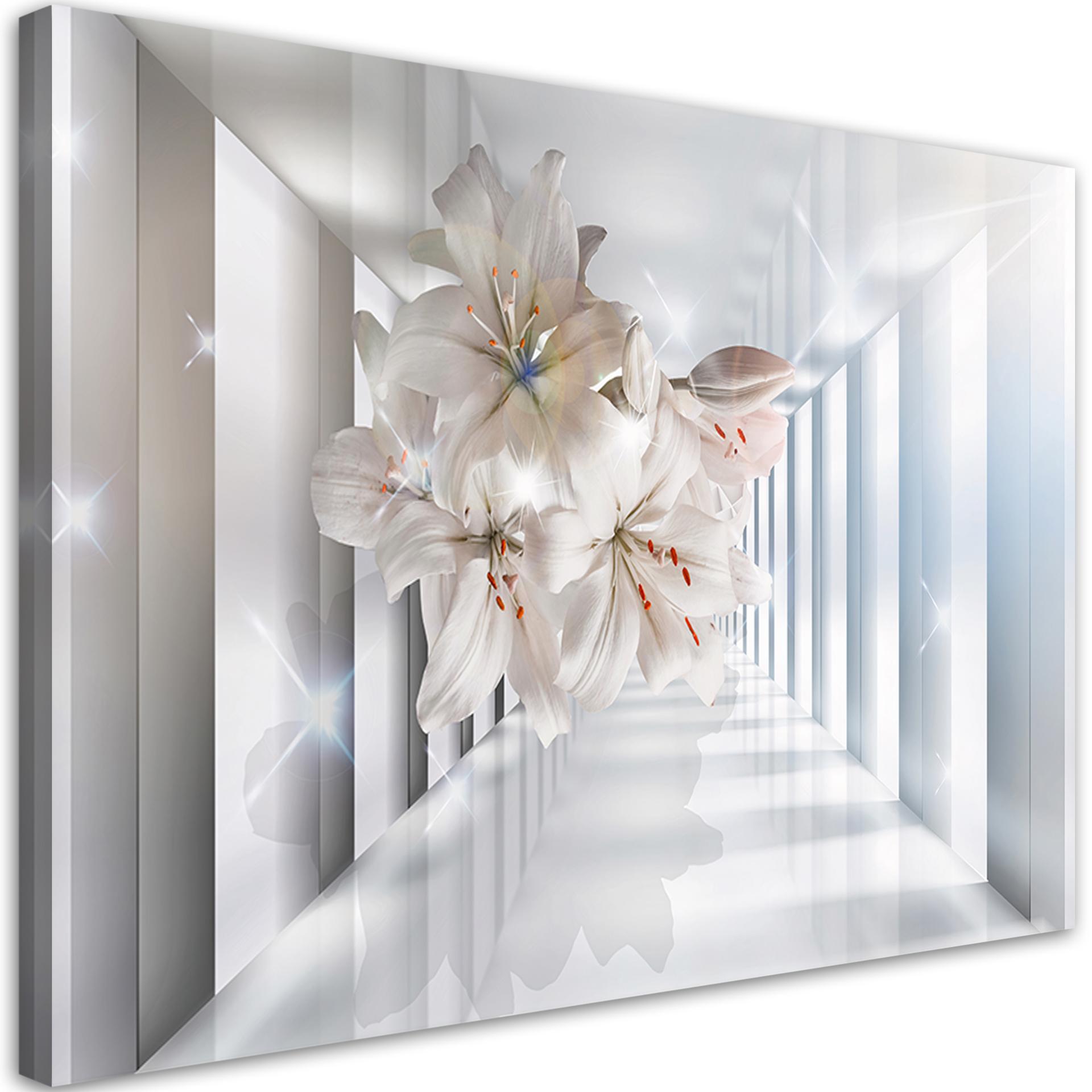 Canvasbillede, Blomster i 3D-tunnel