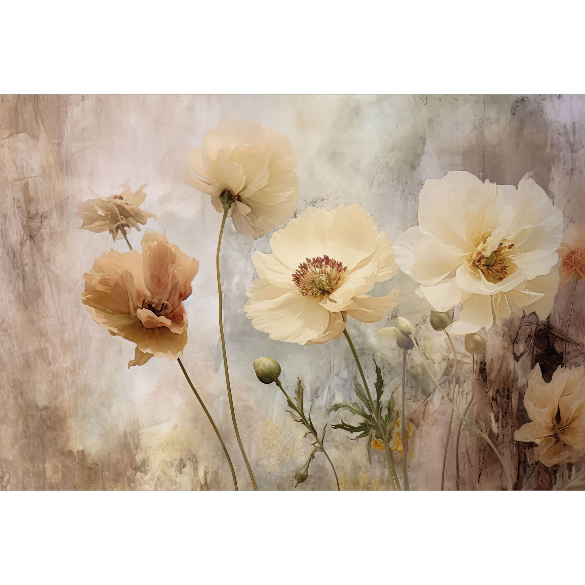Fotomural de esplendor floral en cálidos tonos pastel - Paksoylu