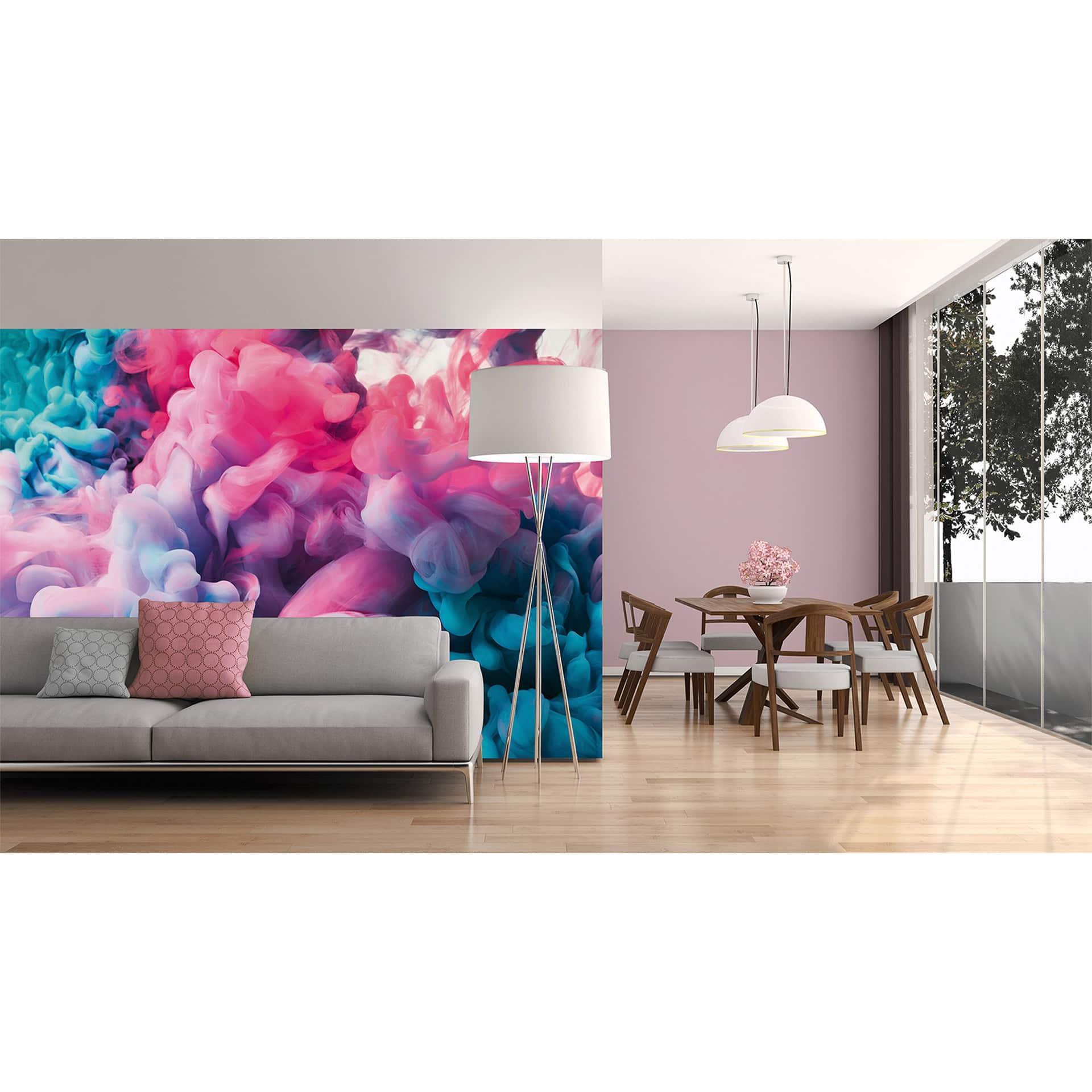 lyserødt og blåt non-woven tapet Designwalls ColoredSmoke