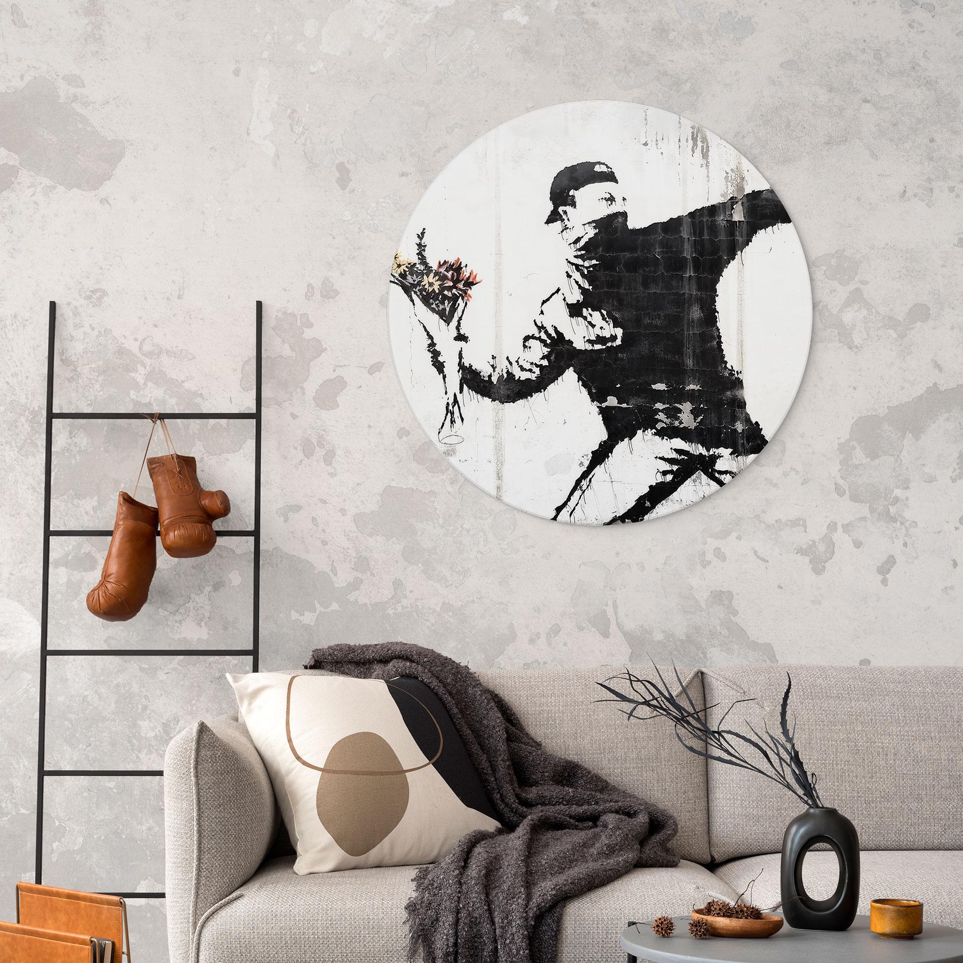 Billede Banksy - Blomsterkasteren - Alu-Dibond Rund