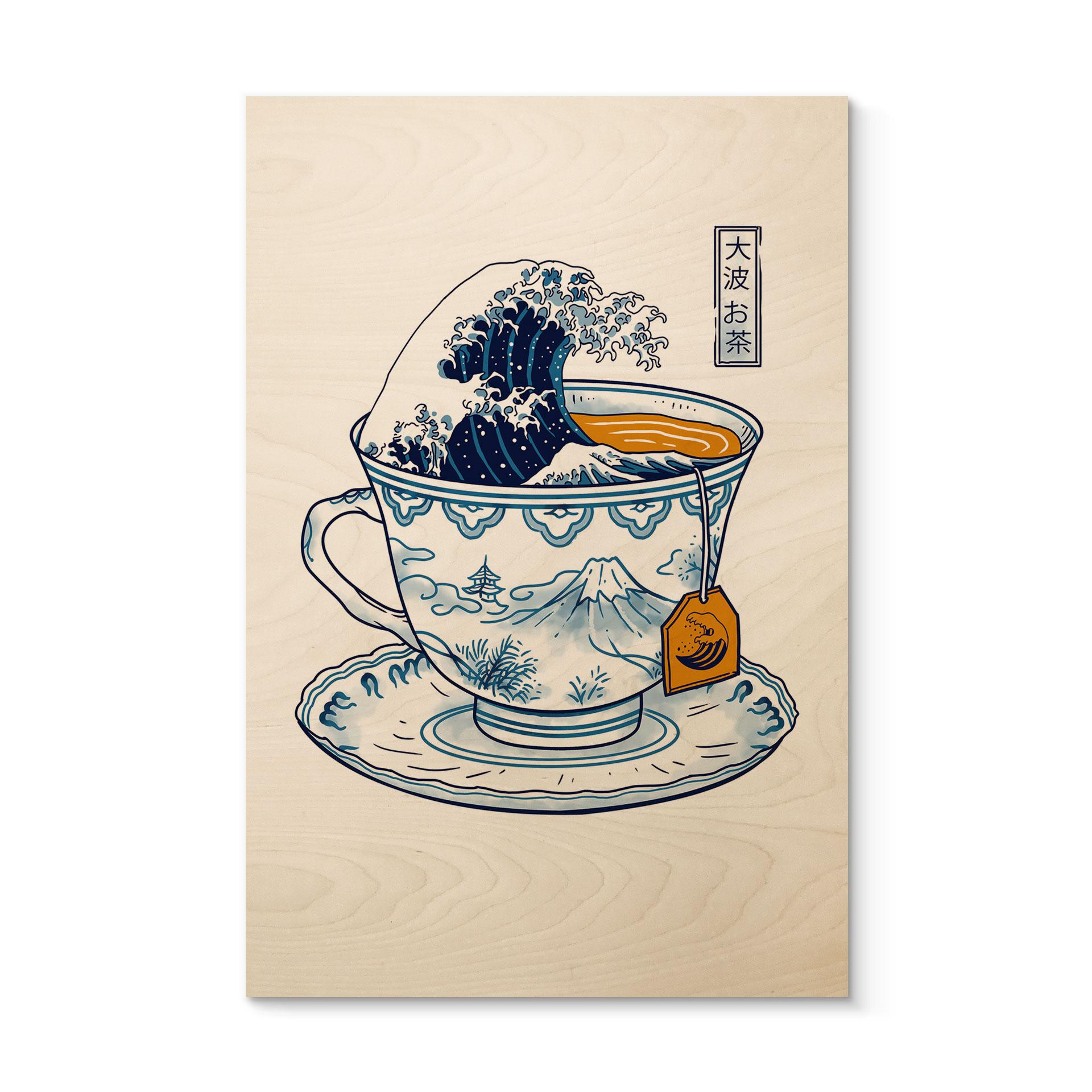 Houten Wanddecoratie Grote Golf-thee in Hokusai-stijl - Trinidad