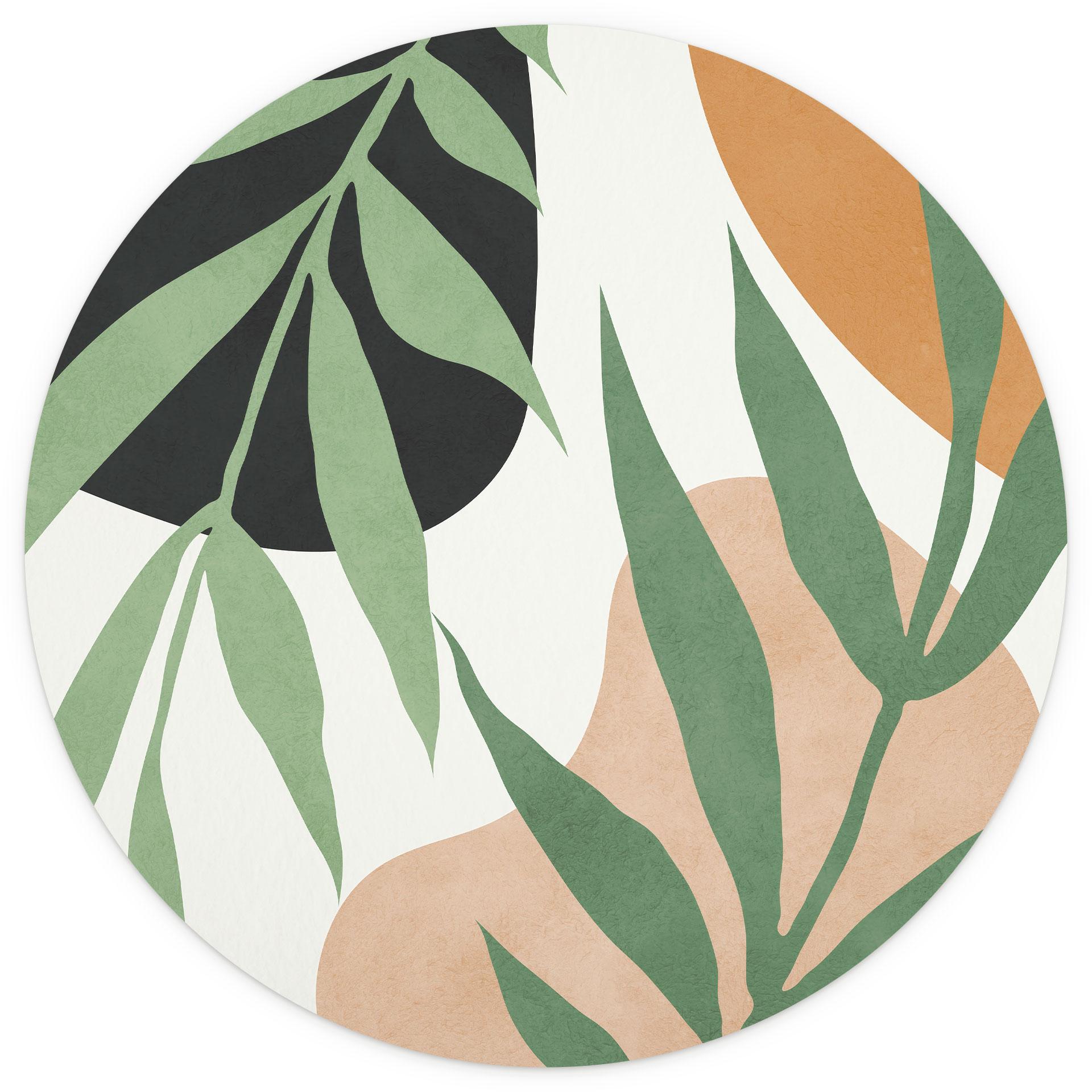 Groene takken in de jungle Fotobehang - Costa - Rond - vliesbehang/zelfklevend vliesbehang
