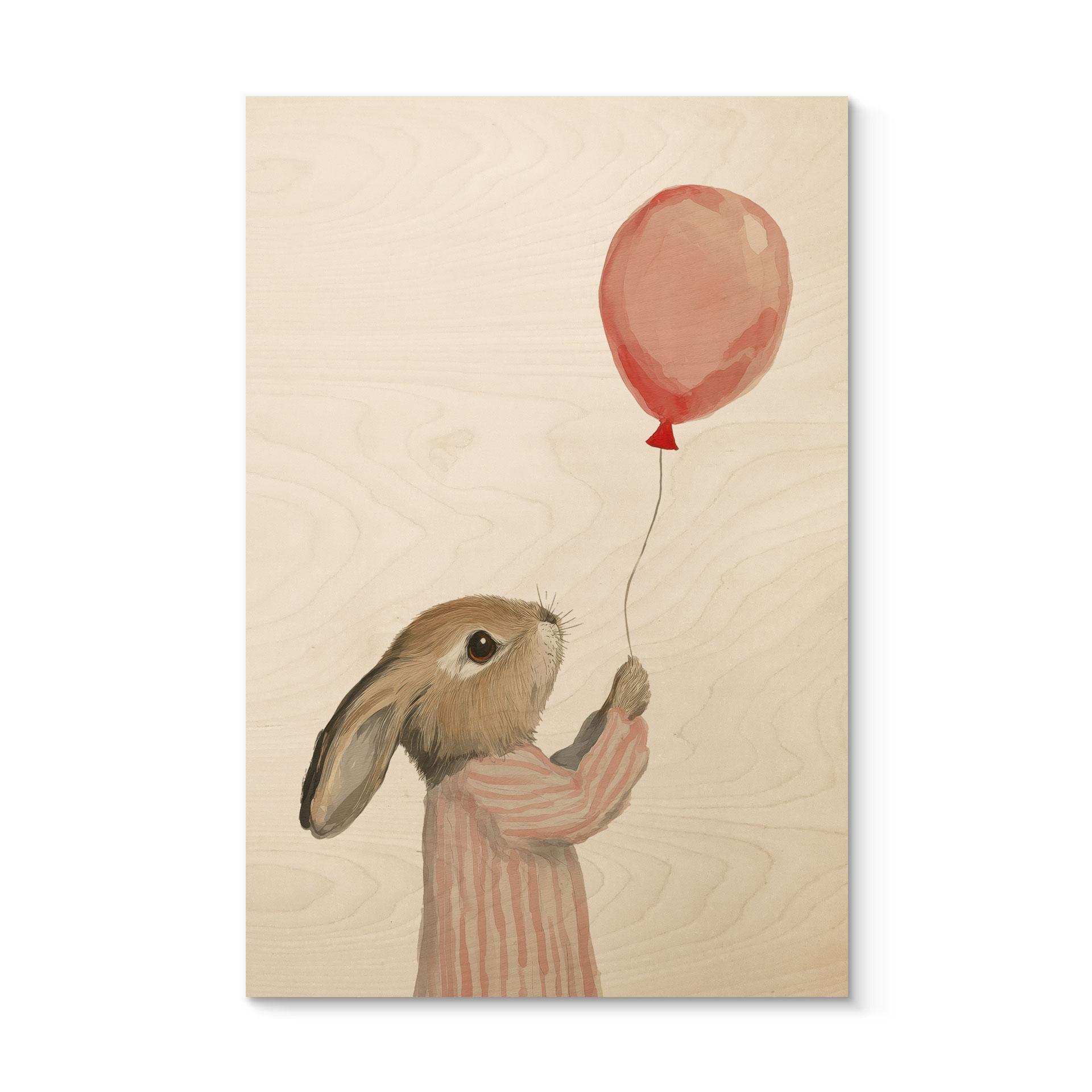 Billede af træ sød kanin med ballon - Treechild